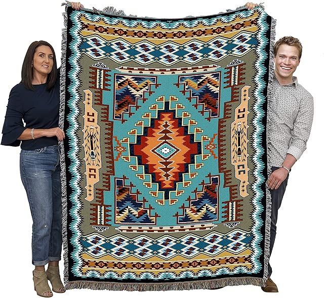 Pure Country Weavers Painted Hills Sky Blanket - Southwest Native American Inspired - Gift Tapestry Throw Woven from Cotton - Made in The USA (72x54)