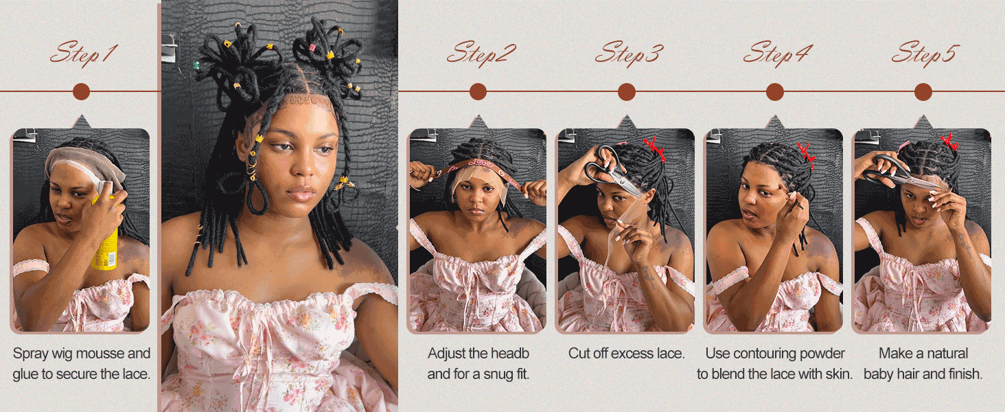 Full Lace Human Hair Dreadlock Wig 68 Strands Handmade Natural Dreads 12 main image 2