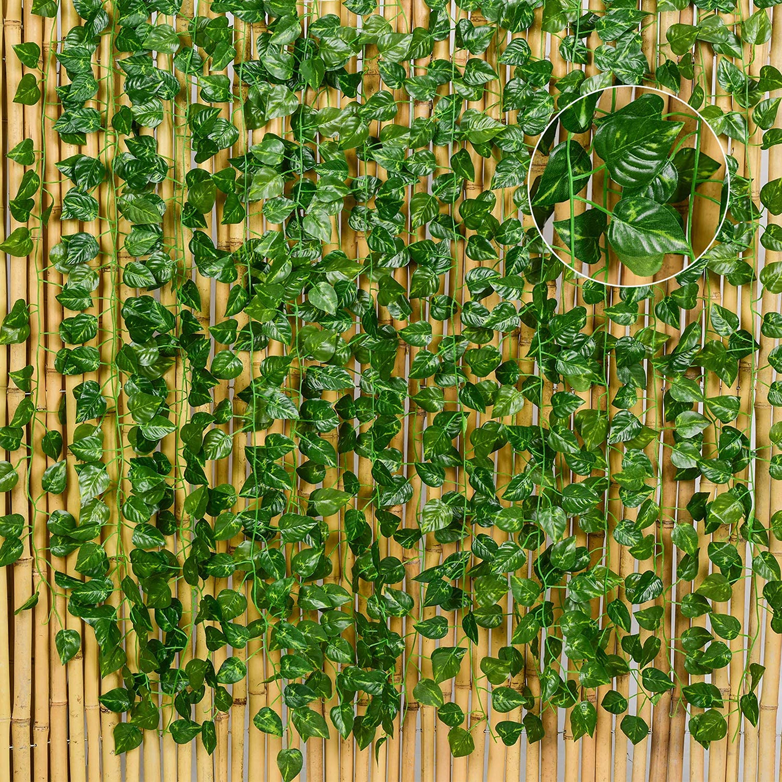 Tdas Artificial Ivy Garlands Leaves Greenery Hanging Vine Creeper Plants for Home Decor Door Wall Balcony Decoration Party Festival Craft, Contain 80 Leaves -Each String 6.7 ft (Pack of 12 Strings) 4