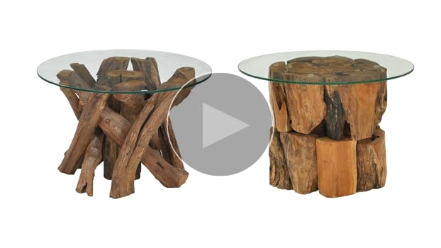 Amazon.com: vidaXL Rustic Round Coffee Table, Solid Teak Driftwood