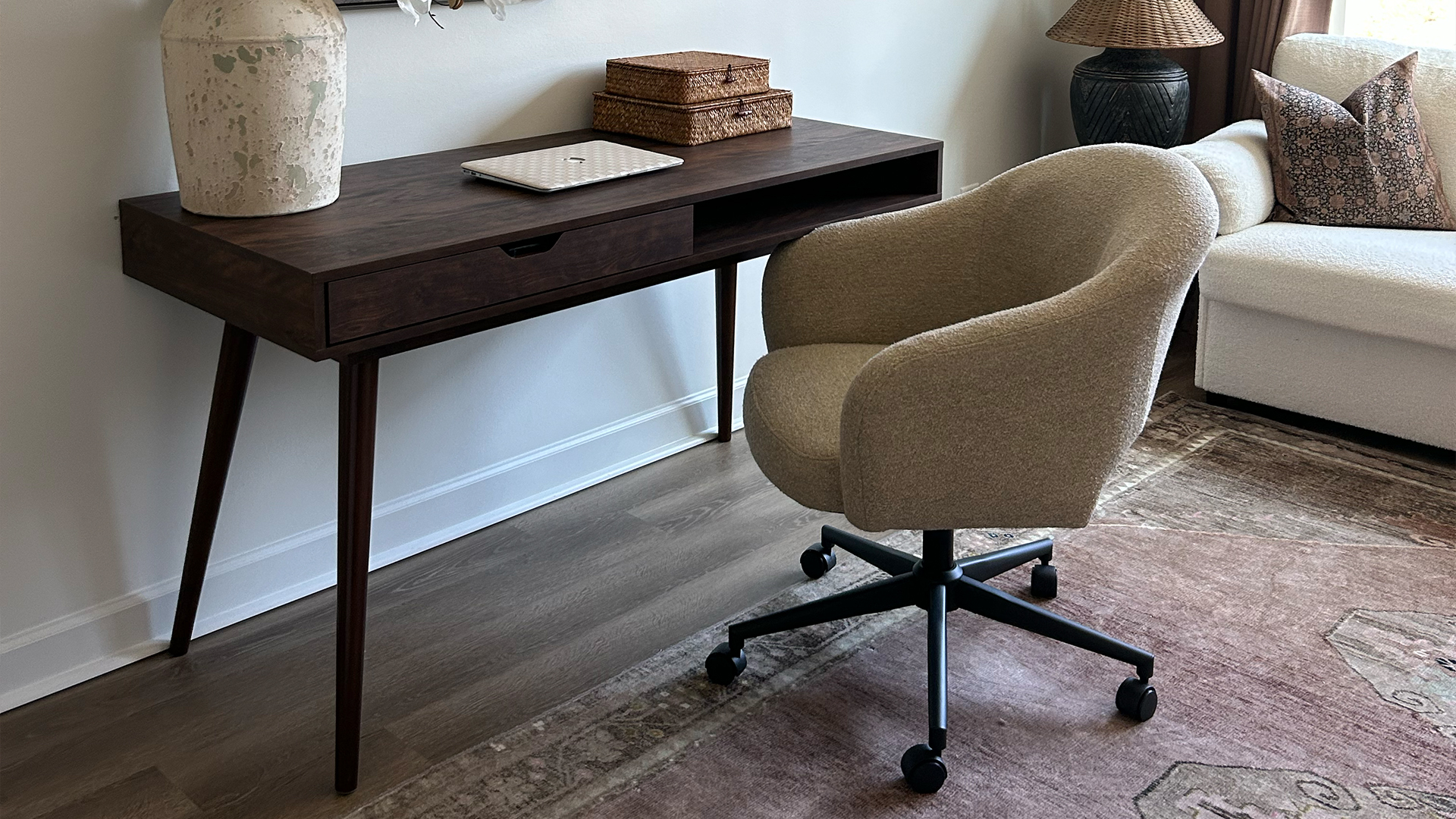 Amazon.com: Bush Home Nora 54W Writing Desk in Dark Walnut | Large