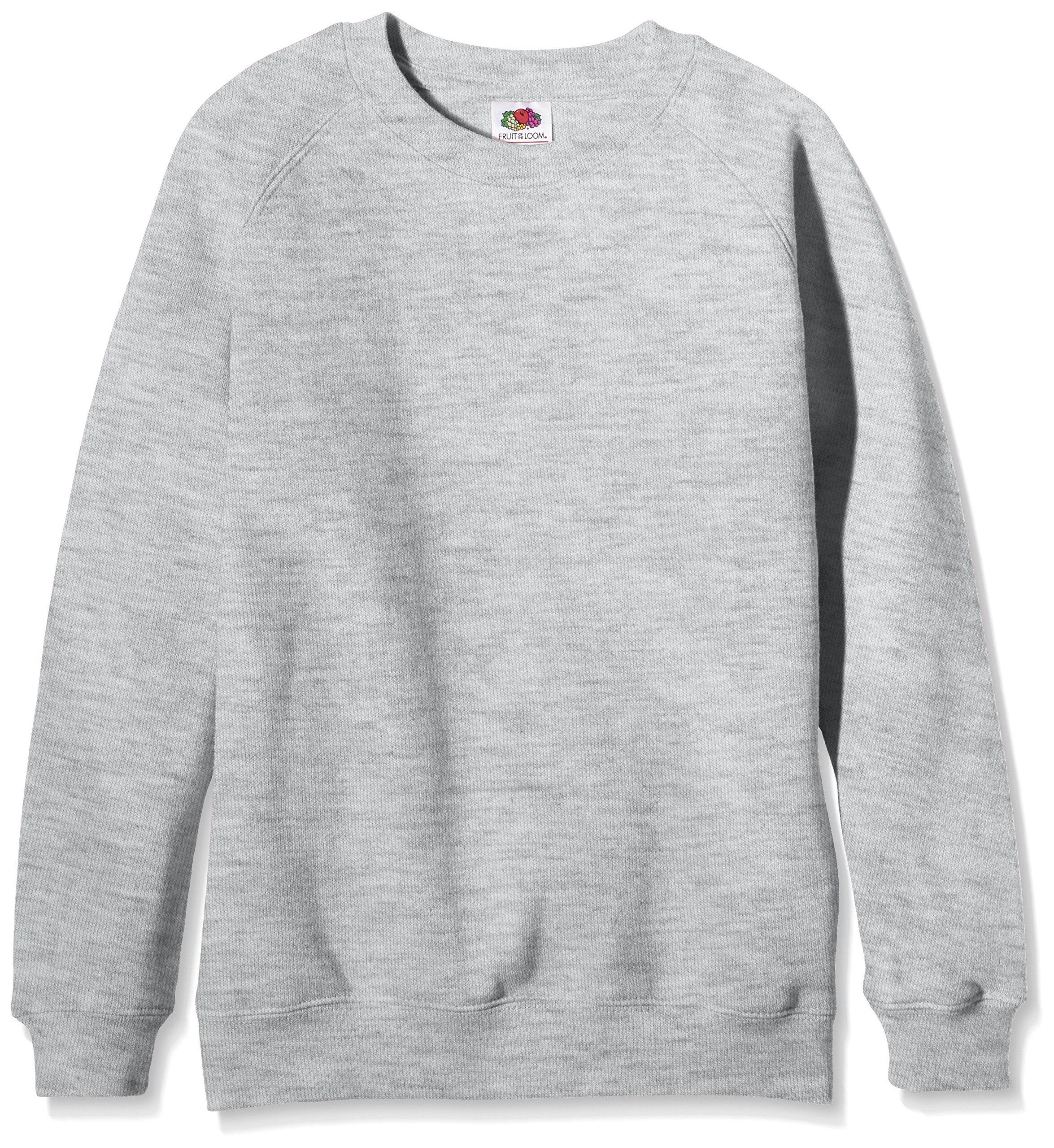 Fruit of the Loom Unisex Kids Raglan Premium Sweater, Heather Grey, 14-15 Years (Manufacturer Size:36)