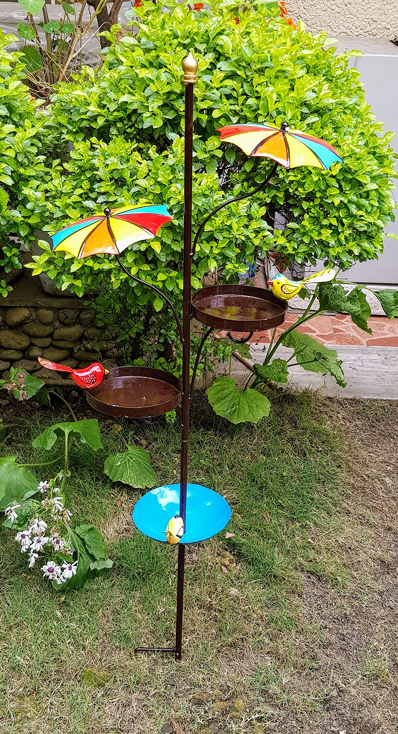 Wonderland Umbrella Bird Feeder Stake, Stick | Metal | Height 40 Inches | to be Inserted in Soil of Garden or Planter | Bird Feeder and Bird Bath for Garden Decor, Balcony Decoration 3