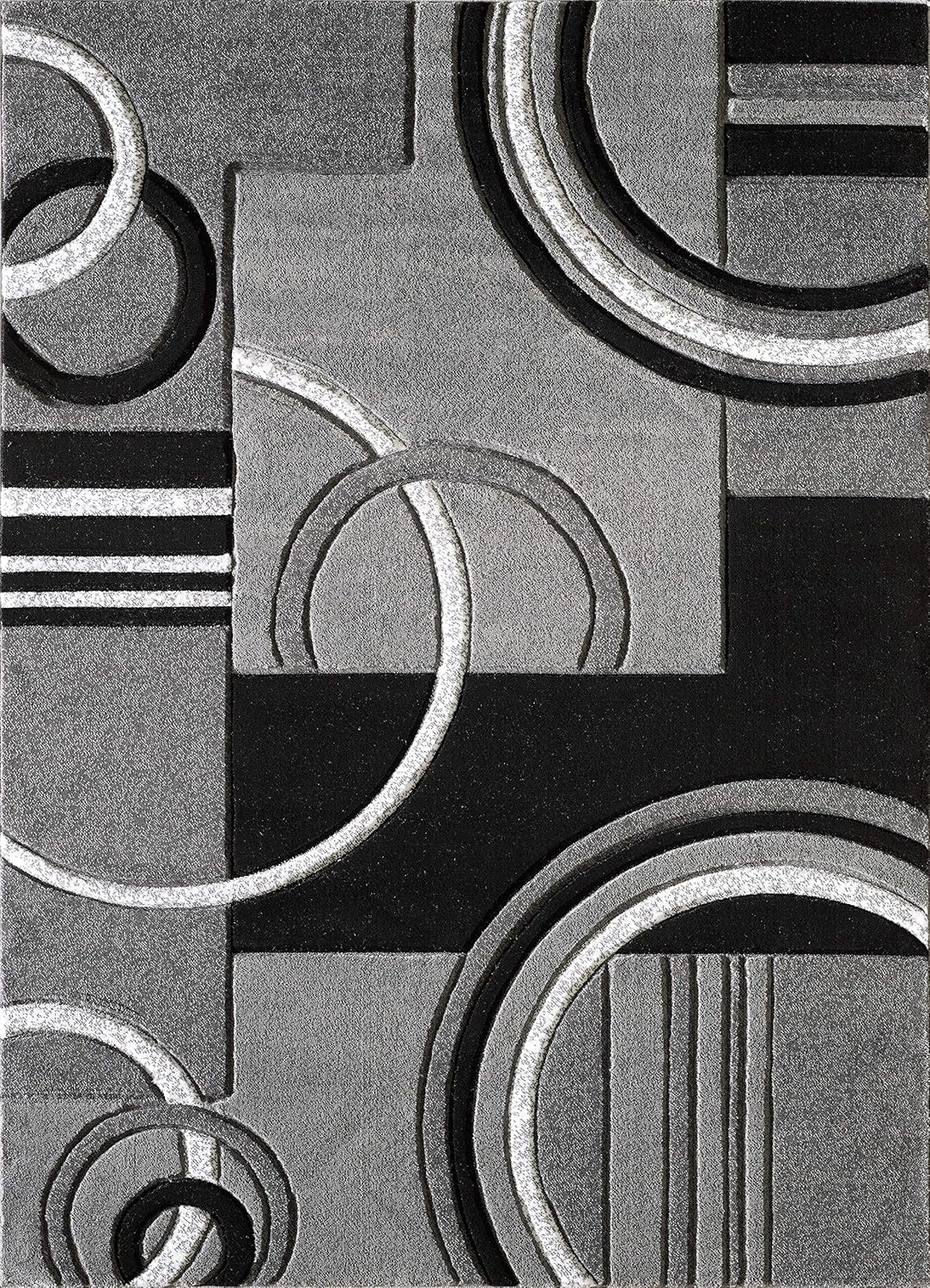 GLORY RUGS Area Rug Modern 8x10 Grey Soft Hand Carved Contemporary Floor Carpet Gray with Premium Fluffy Texture for Indoor Living Dining Room and Bedroom Area - Image 2