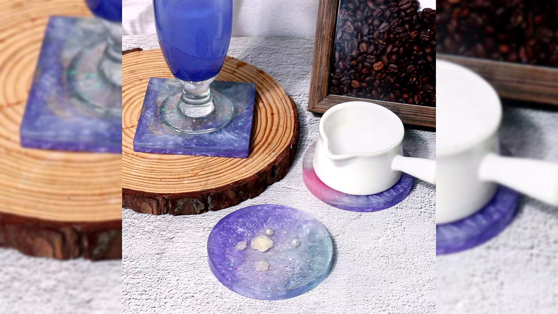 Stampi Per Sottobicchieri In Silicone - 4 Rotondi + 4 Quadrati, Per Resina, Jesmonite, Cemento - Foto 12