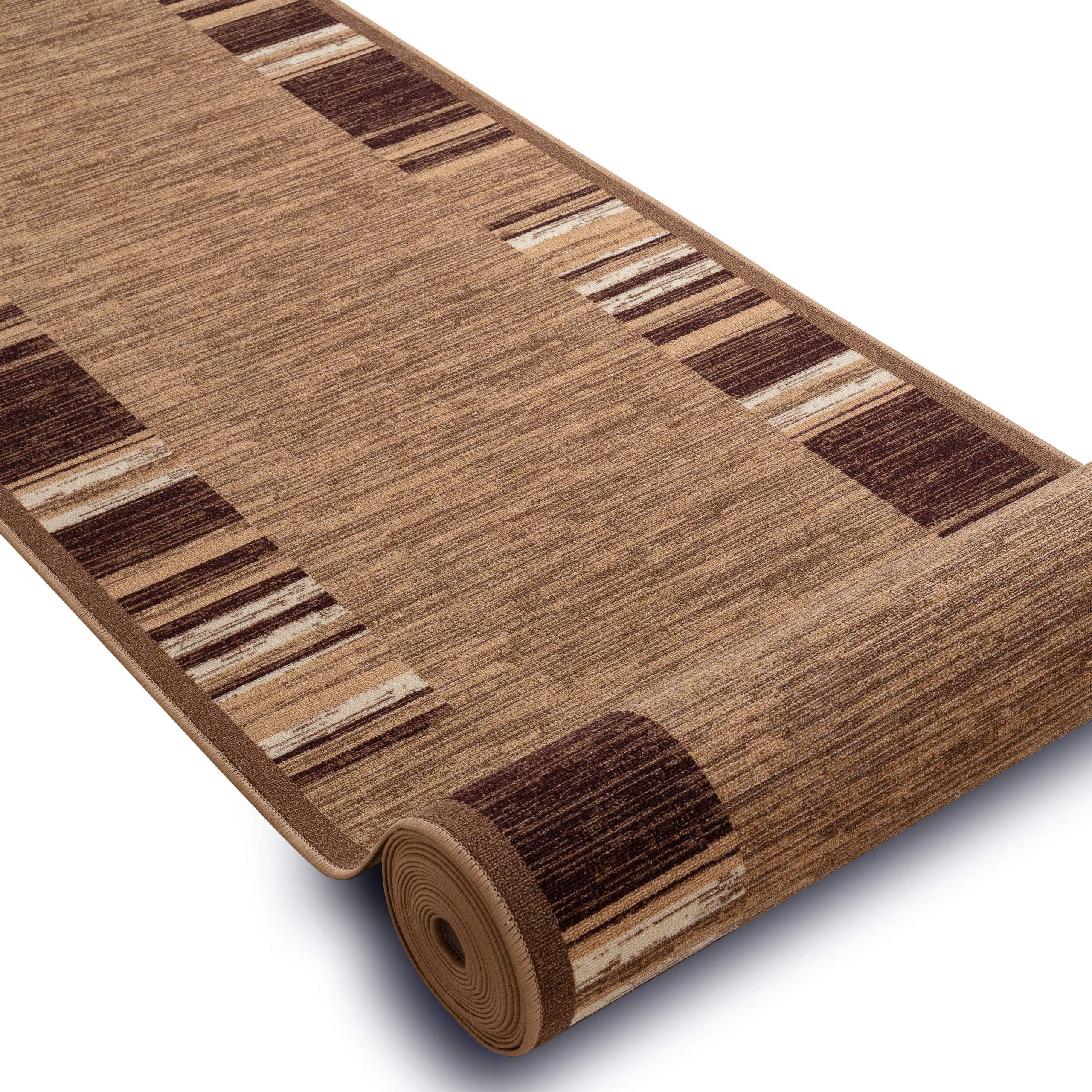 rugsx Alfombra de Pasillo Adagio Beige - Antideslizante, Moderna y Duradera, Ideal para Cocina, Pasillo y salón, 110x260 cm