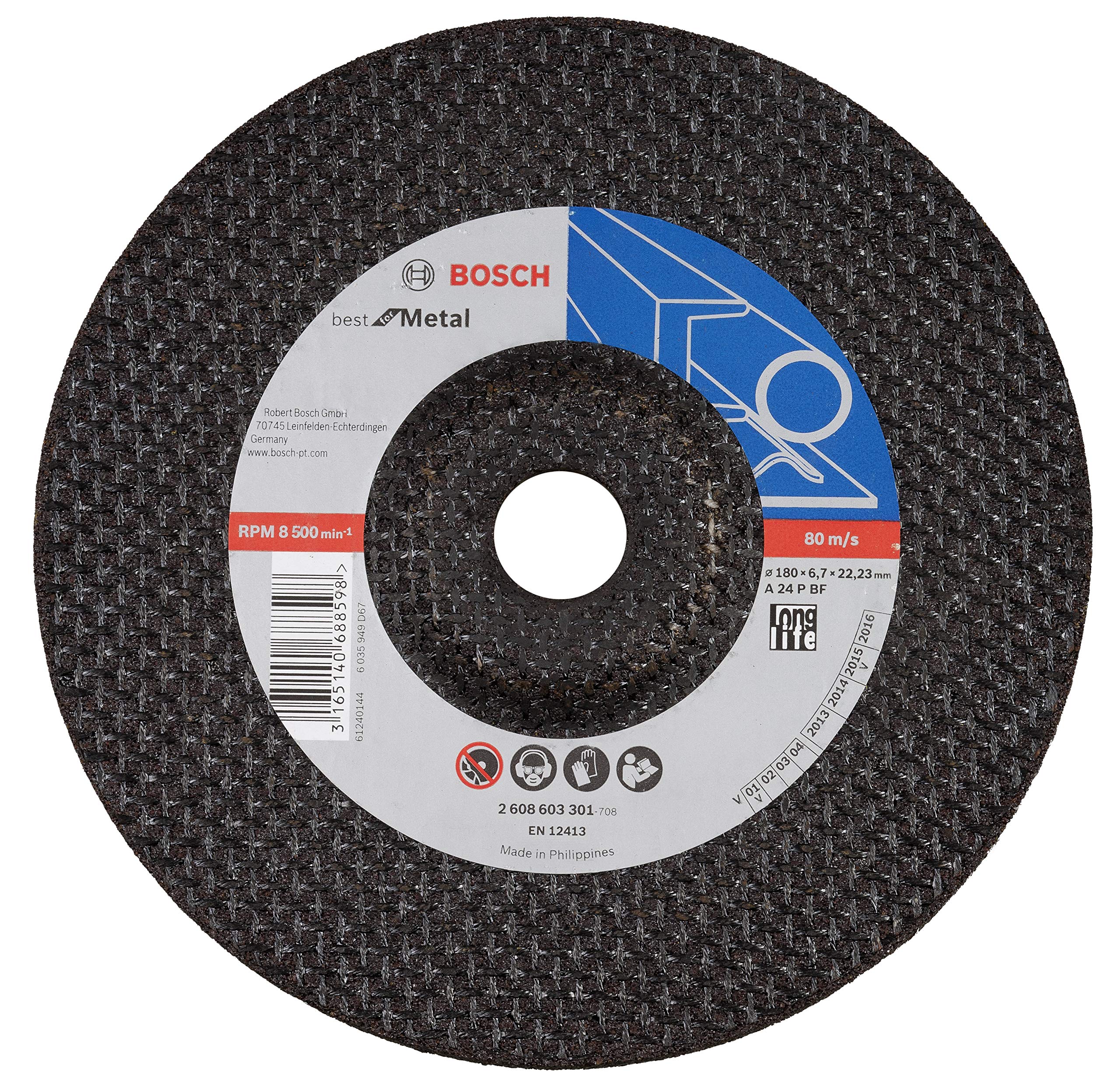 Bosch 2608603301 Grinding Discs, Best for Metal-180mm (Pack
