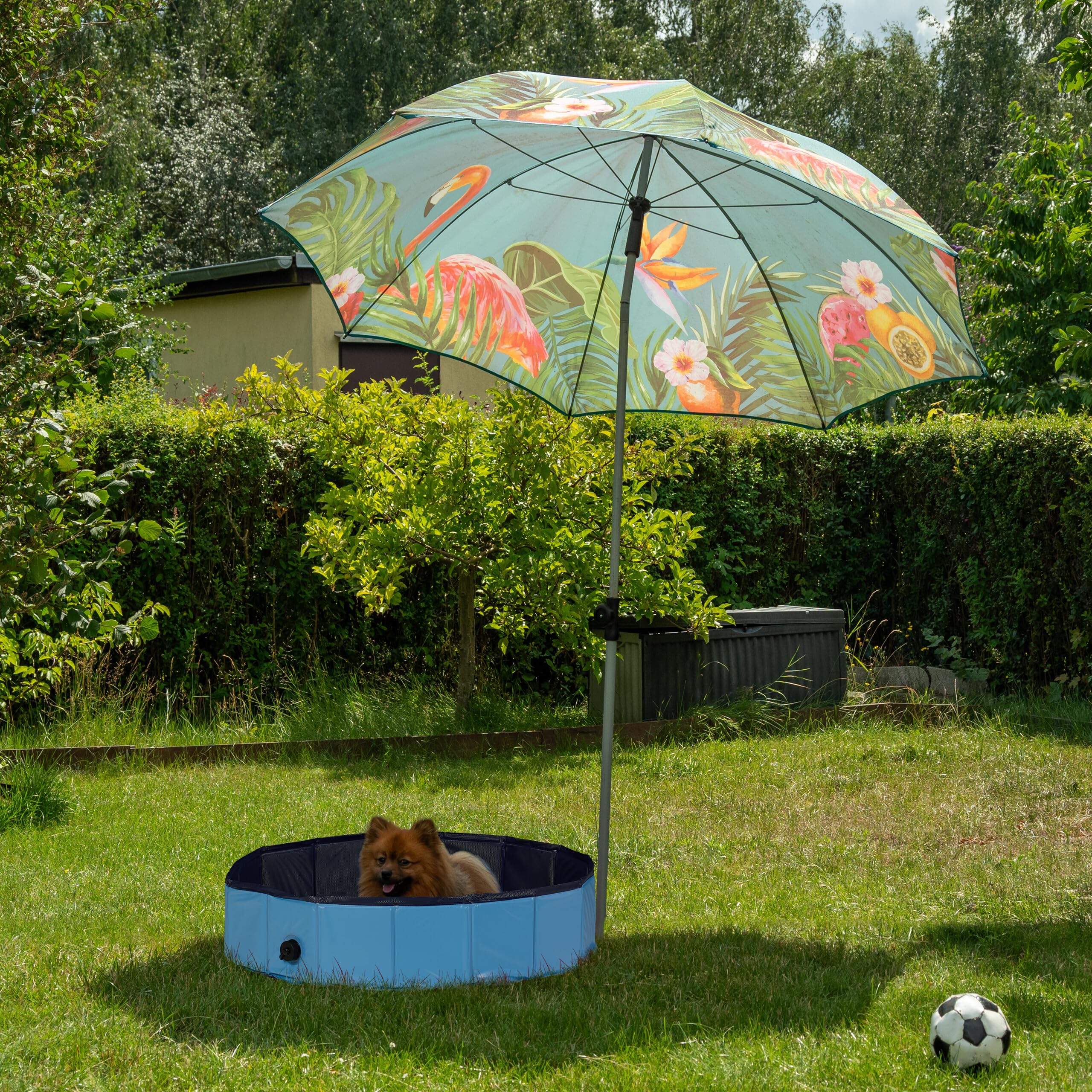 Relaxdays Piscina per Cani Piccoli, HxD: 20x80 cm, Piscinetta Pieghevole con Scarico, Bagno in Giardino, PVC e MDF, Blu