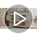 DWVO 47.2" Buffet Sideboard Cabinet with Storage, Farmhouse Coffee Bar Cabinet w/2 Drawers, Wood 4-Doors Console Table with Adjustable Shelves for Kitchen, Dining Room, Living Room, Entryway (White)