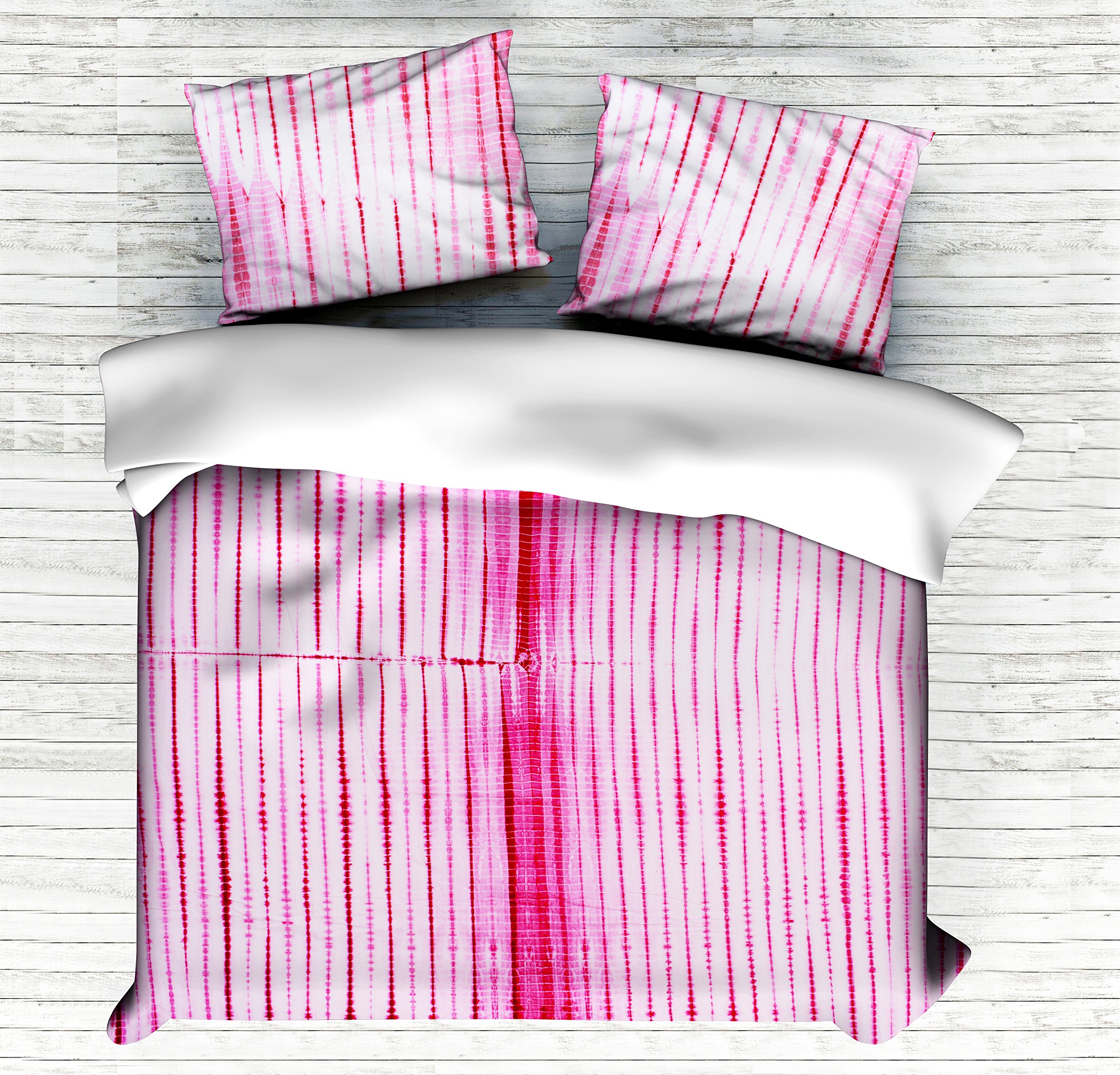 Ravaiyaa Tie Dye Printed Duvet Cover Set Shibori Blanket Cover 1Pc Cotton Rajai Cover with 2 Pc Pillow Case Set, Pink, 86" X 105" Inch-image-8