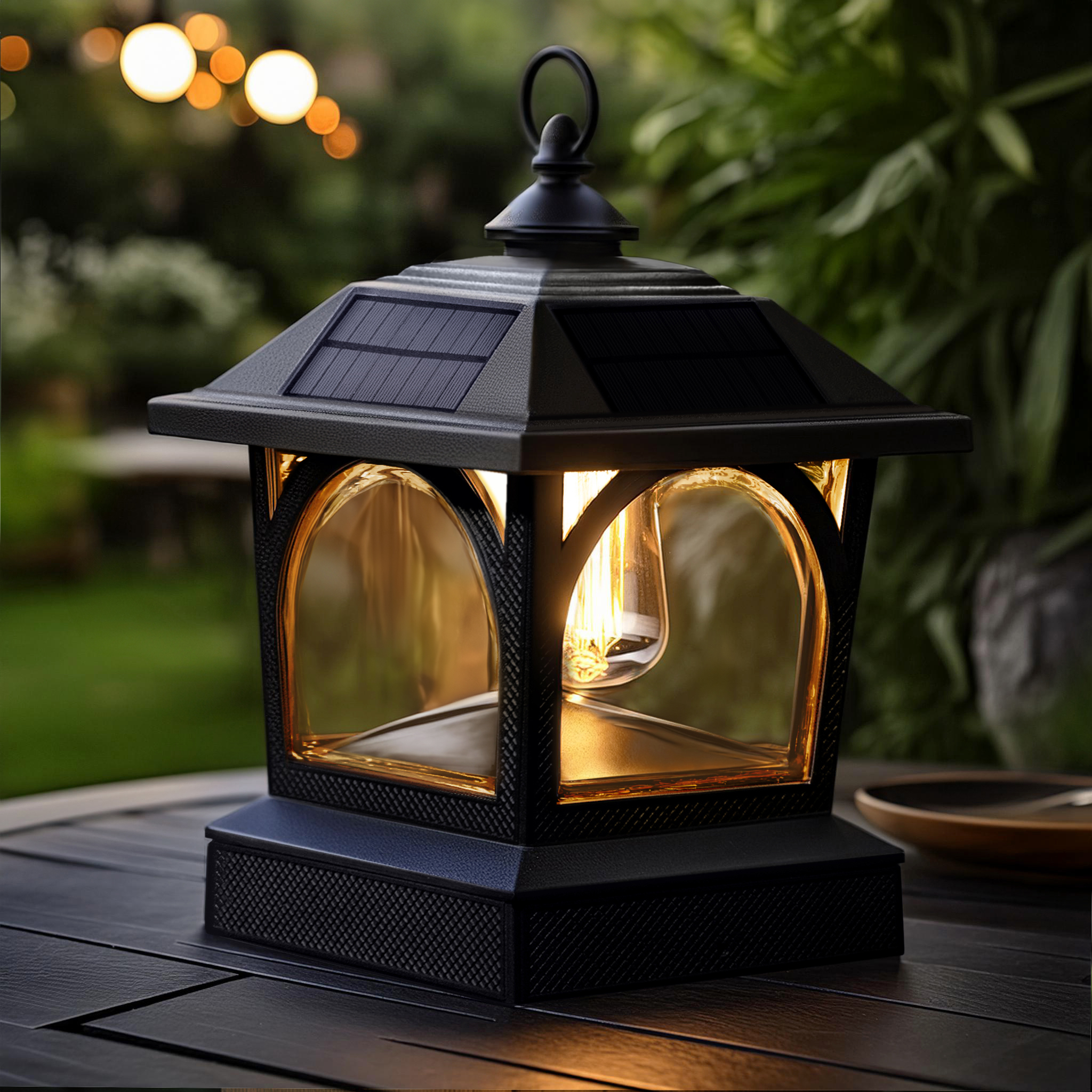 Classy Caps SLE758 Edison Solar Table Lantern / Post Cap - Fits
