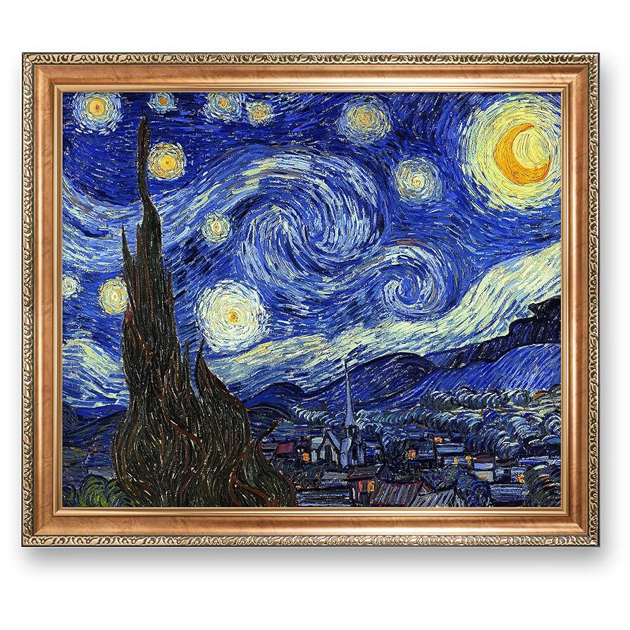 星月夜 ゴッホ　装飾フレーム付き Amazon.co.jp: ヴィンセント・ヴァン・ゴッホ作星月夜。フレーム