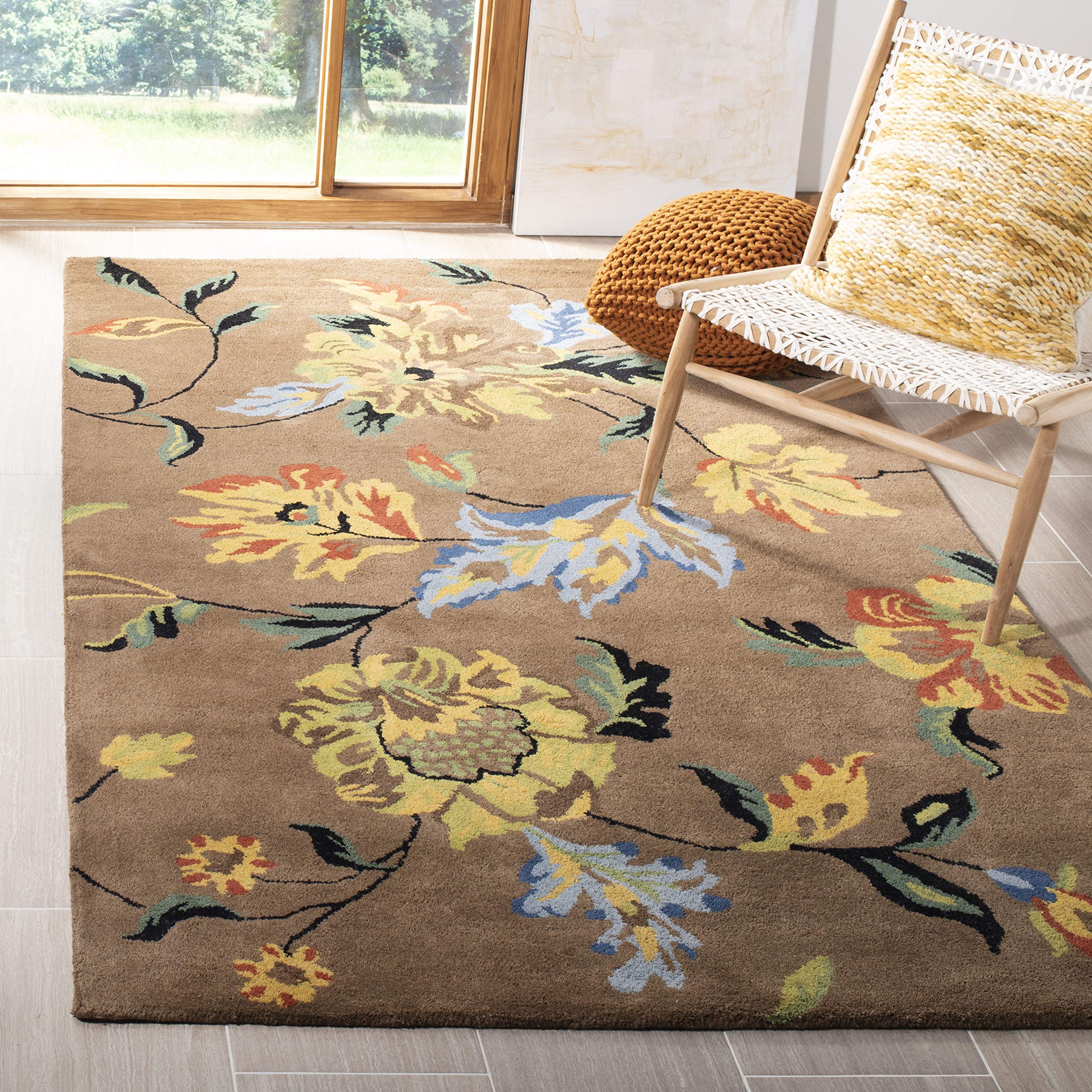 SAFAVIEH Soho Collection 7'6" x 9'6" Brown/Multi SOH735A Handmade Premium Wool & Viscose Area Rug
