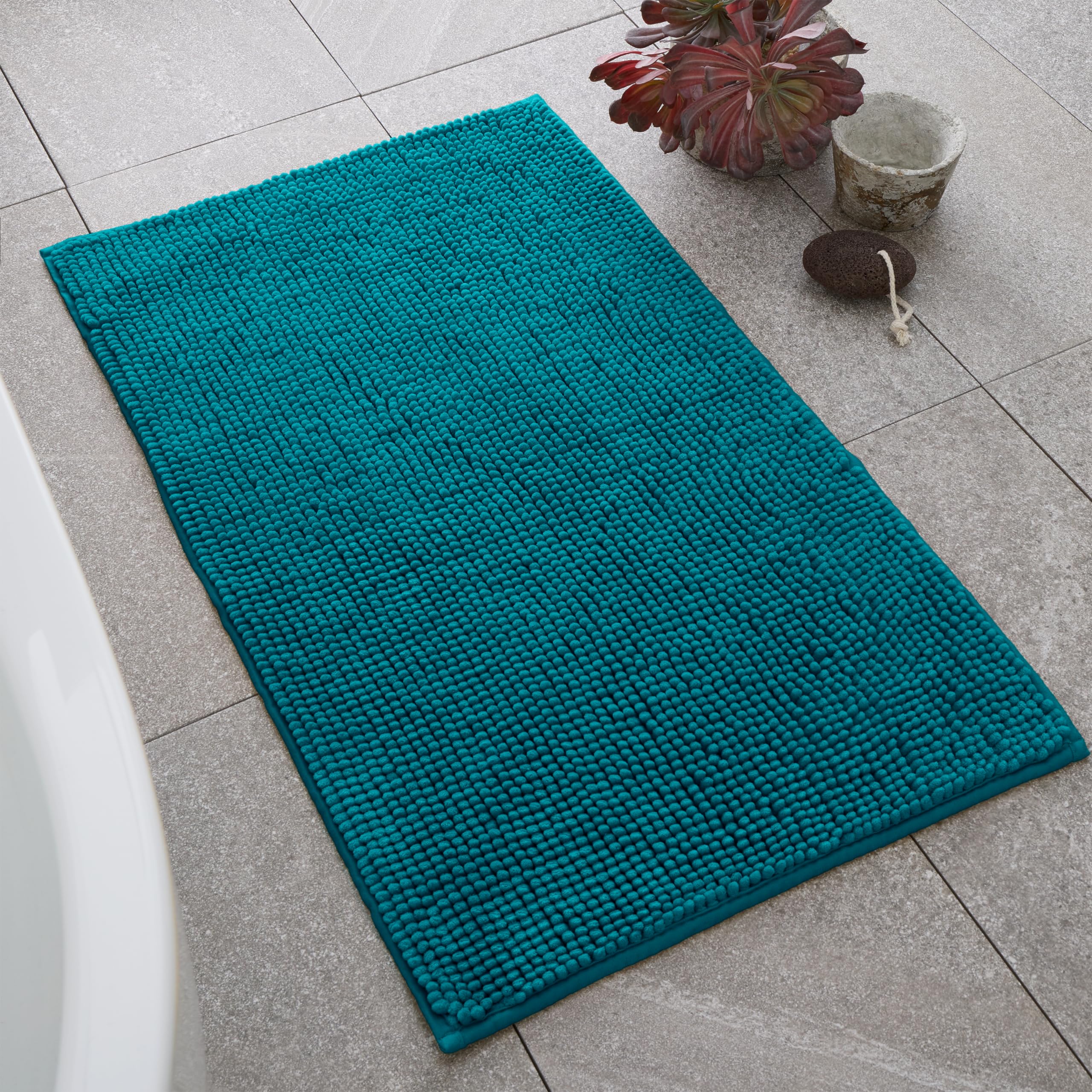 Rackhams Green Bobble Bath Mat - Teal - Bath Mat 50 X 80 Cm