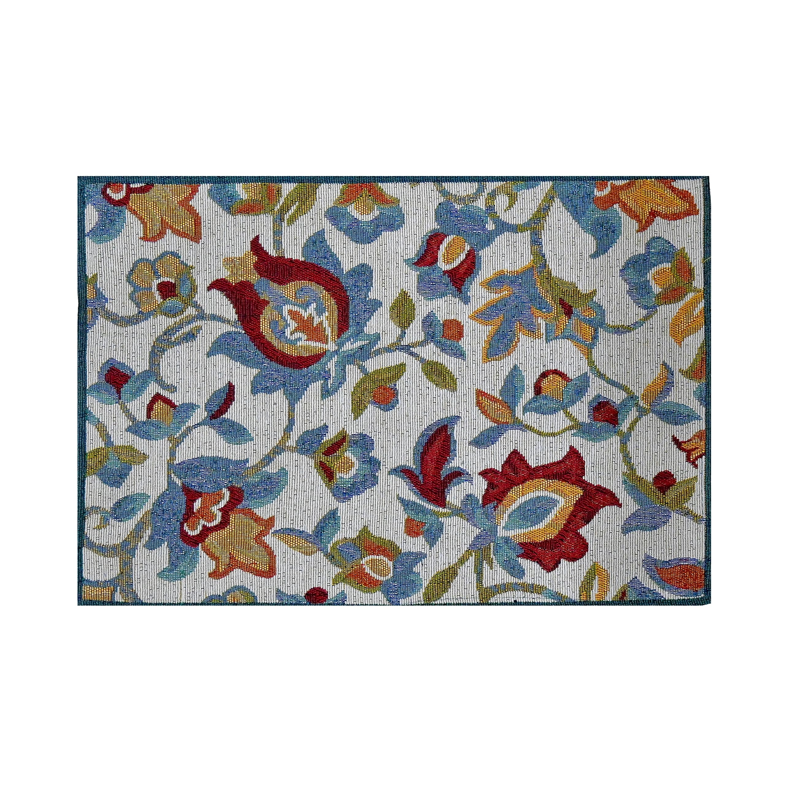 Rangoli Cotton Table Mats - Set of 4 Floral Design -7 Rangoli Cotton Table Mats - Set of 4 Floral Design -7