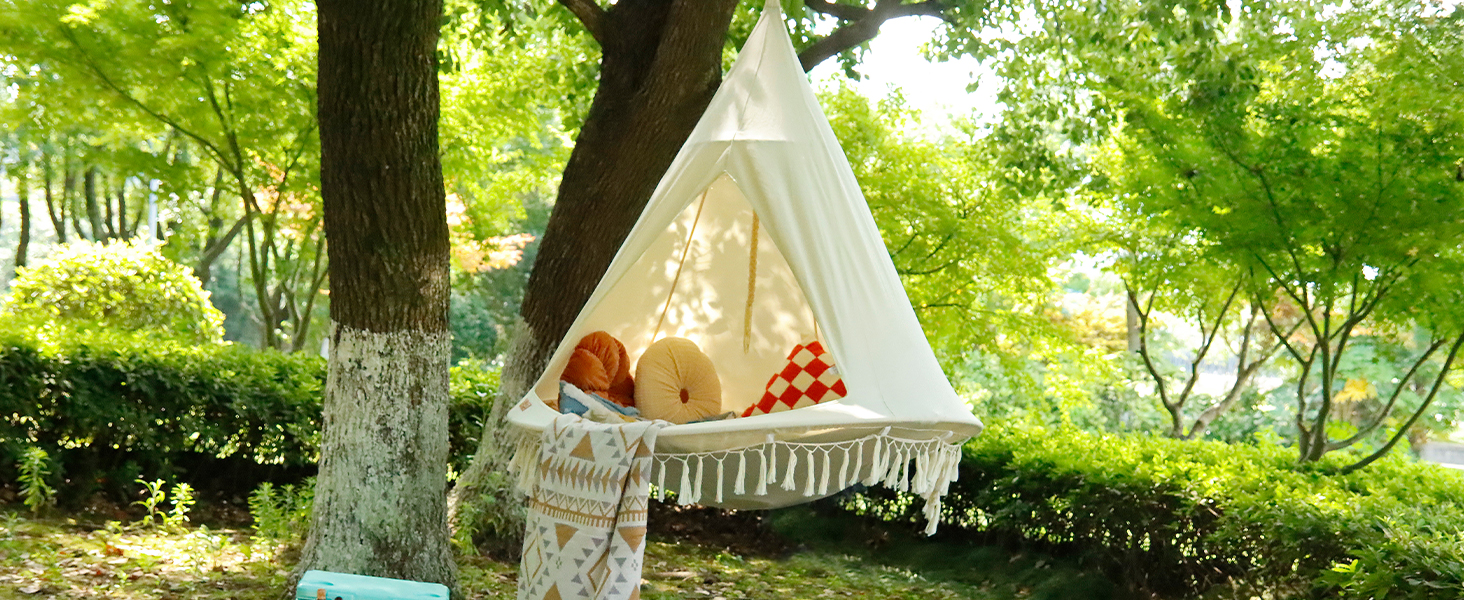 CCLIFE Balançoire nid d'oiseau avec tente, diamètre : 120 cm, pour l' intérieur et l'extérieur, pour enfants et adultes, charge maximale : 120 kg, vert