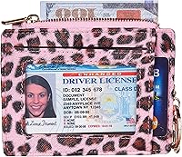 Vista 3 de Sodsay Estuche para tarjetas, cartera delgada con bolsillo frontal, para mujer, sujetatarjetas con llavero