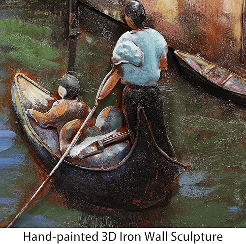 Miniatura 6 de Empire Art Direct Arte de pared dimensional pintado a mano de hierro mixto de Venecia, 48 x 32 x 2.4 pulgadas, listo para colgar (PMO-140335-4832)