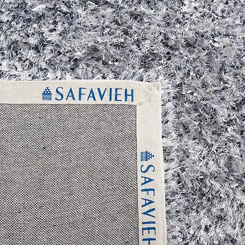 Miniatura 6 de SAFAVIEH Malibu Shag Collection - Alfombra de área, 10 x 14 pies, color plateado, hecho a mano, sólida, 1.4 pulgadas de grosor, ideal para zonas de