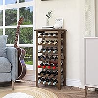 Vista 21 de SMIBUY Bamboo Wine Rack, 28 Bottles Display Holder with Table Top, 7-Tier Free Standing Storage Shelves for Kitchen, Pantry, Cellar, Bar (Grey)