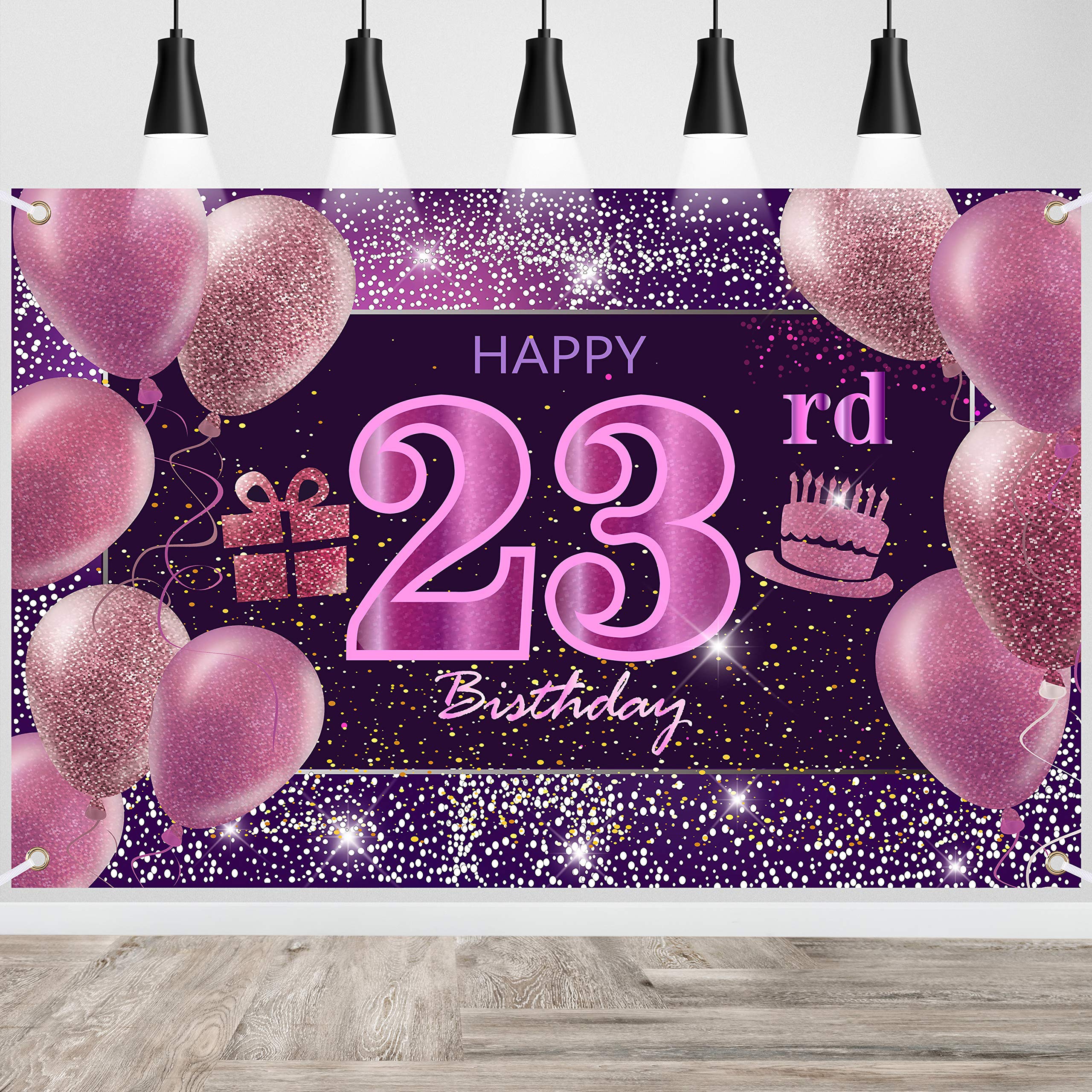 23rd Birthday Decorations IMISI Happy Birthday Banner Pink Birthday Backdrop Decorations for a Party
