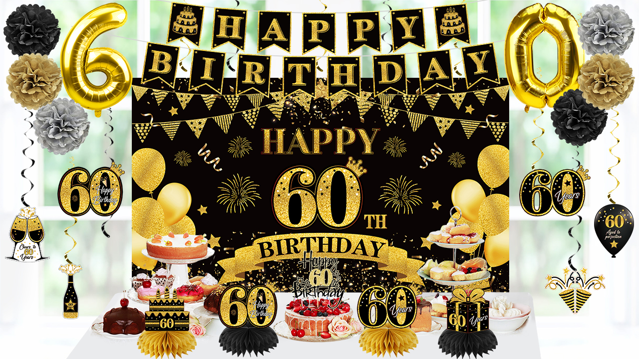 100-teiliges Konfetti-Set „Happy 60th Birthday“ – Goldener Glitzer Zum Dekorieren | Für Tisch, Kuchen & Basteln