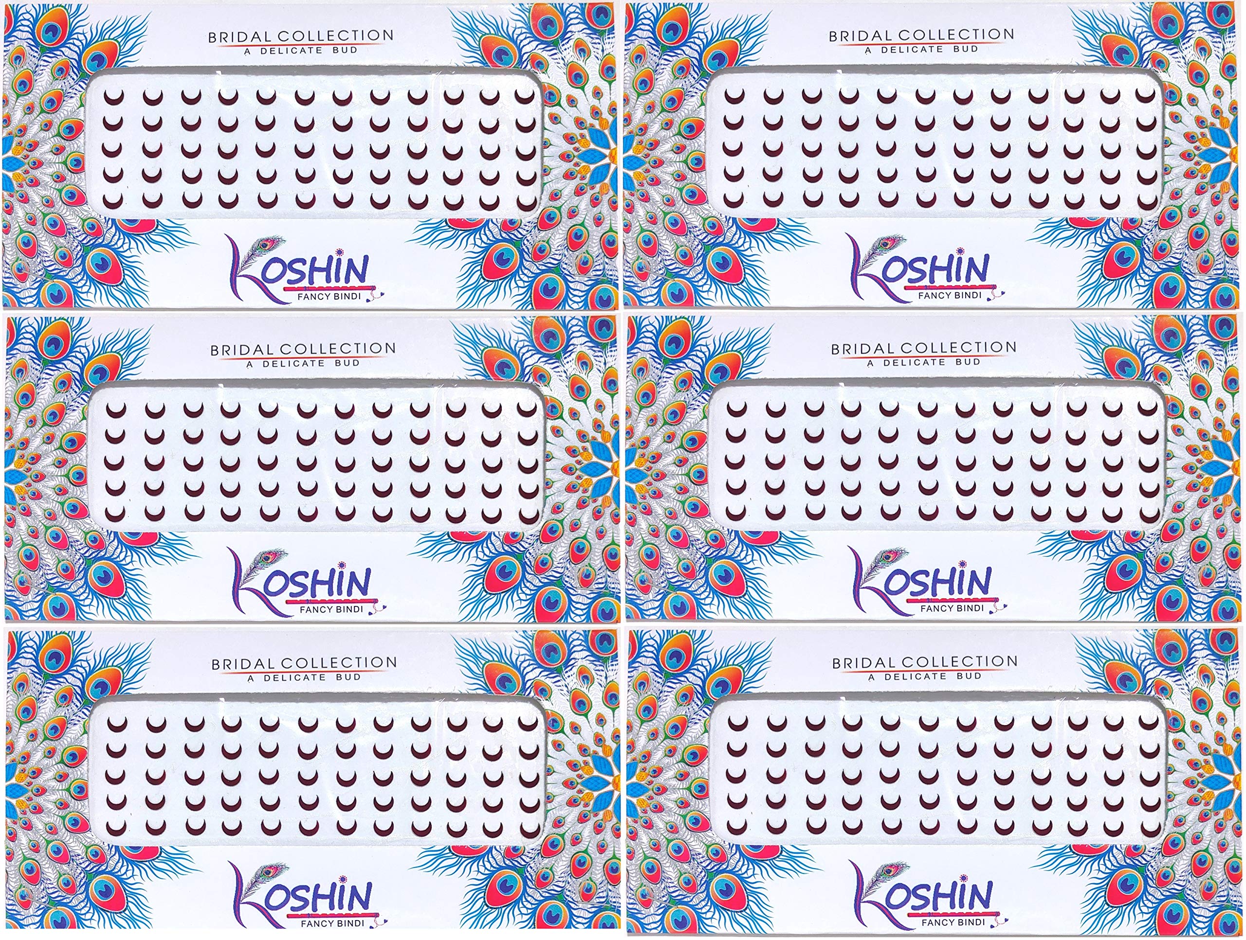 KOSHIN Maroon color Half Moon Shape Small Size (Per Bindi Height 5 mm x Width 6 mm) Forehead Bindi For Girls Women Ladies - Maroon Chand Bindi Pack 6-image-13