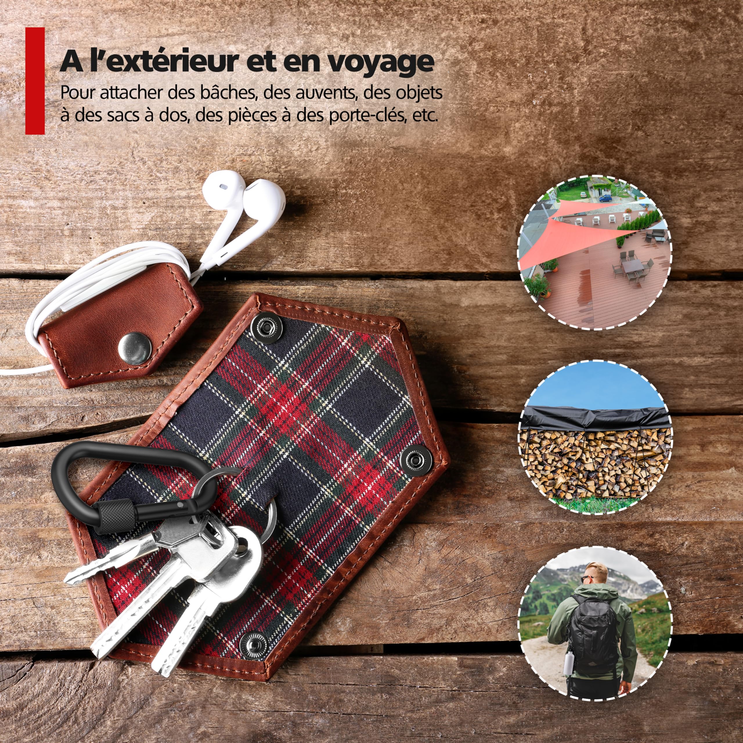 RAVN HAMAN 10 x Mousquetons de sécurité - Coloris - - Mousqueton à vis jusqu'à 30 kg - - Mousquetons pour l'intérieur et l'extérieur - - Crochets pour hamacs, Sacs de Frappe, Porte-clés, etc.