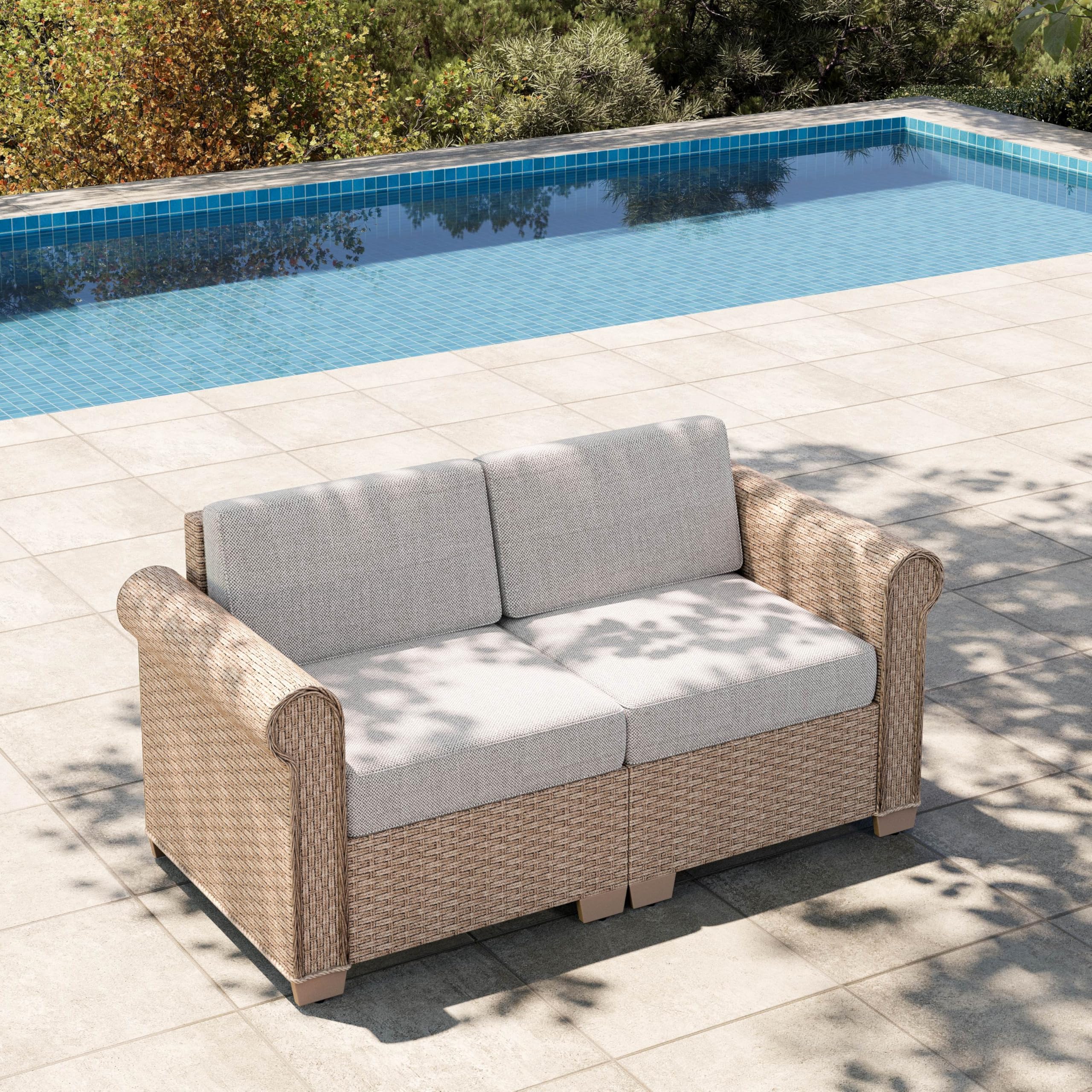 HERA'S HOUSE 2-Piece Wicker Patio Sectional Set, 2-Seat, Modular Design