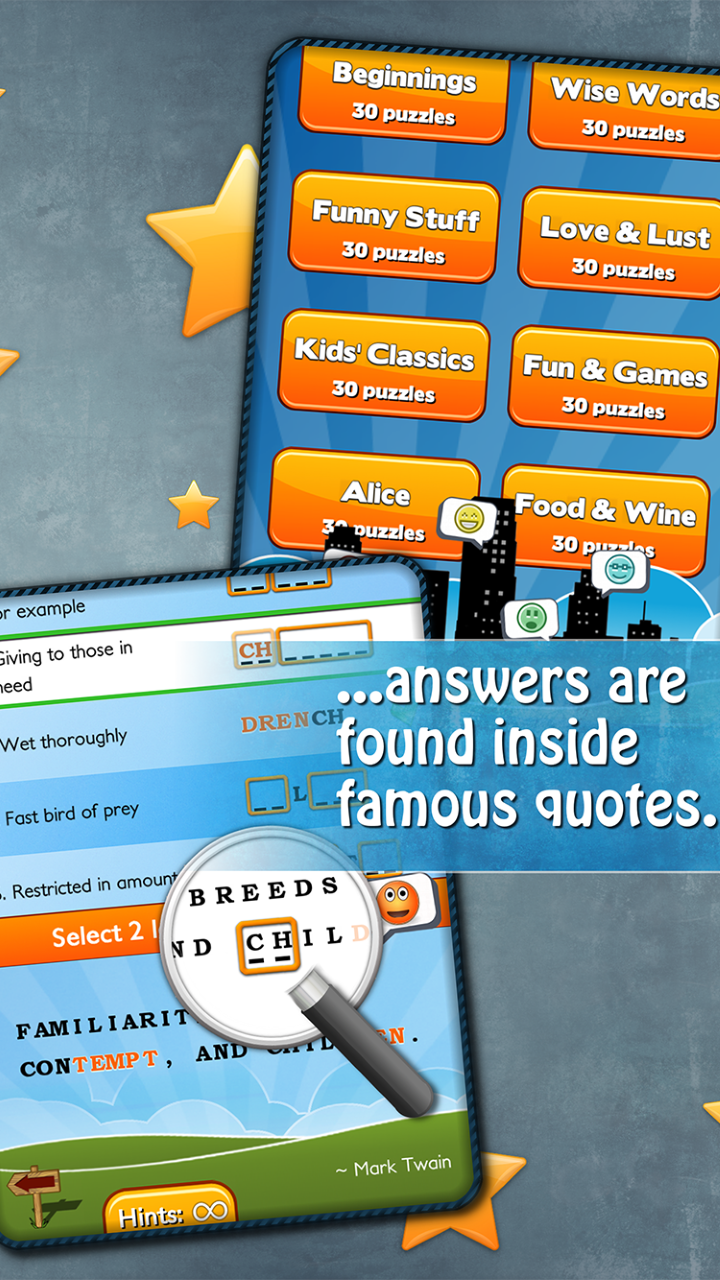 Quote Unquote Crossword puzzles meet famous quotations! App on