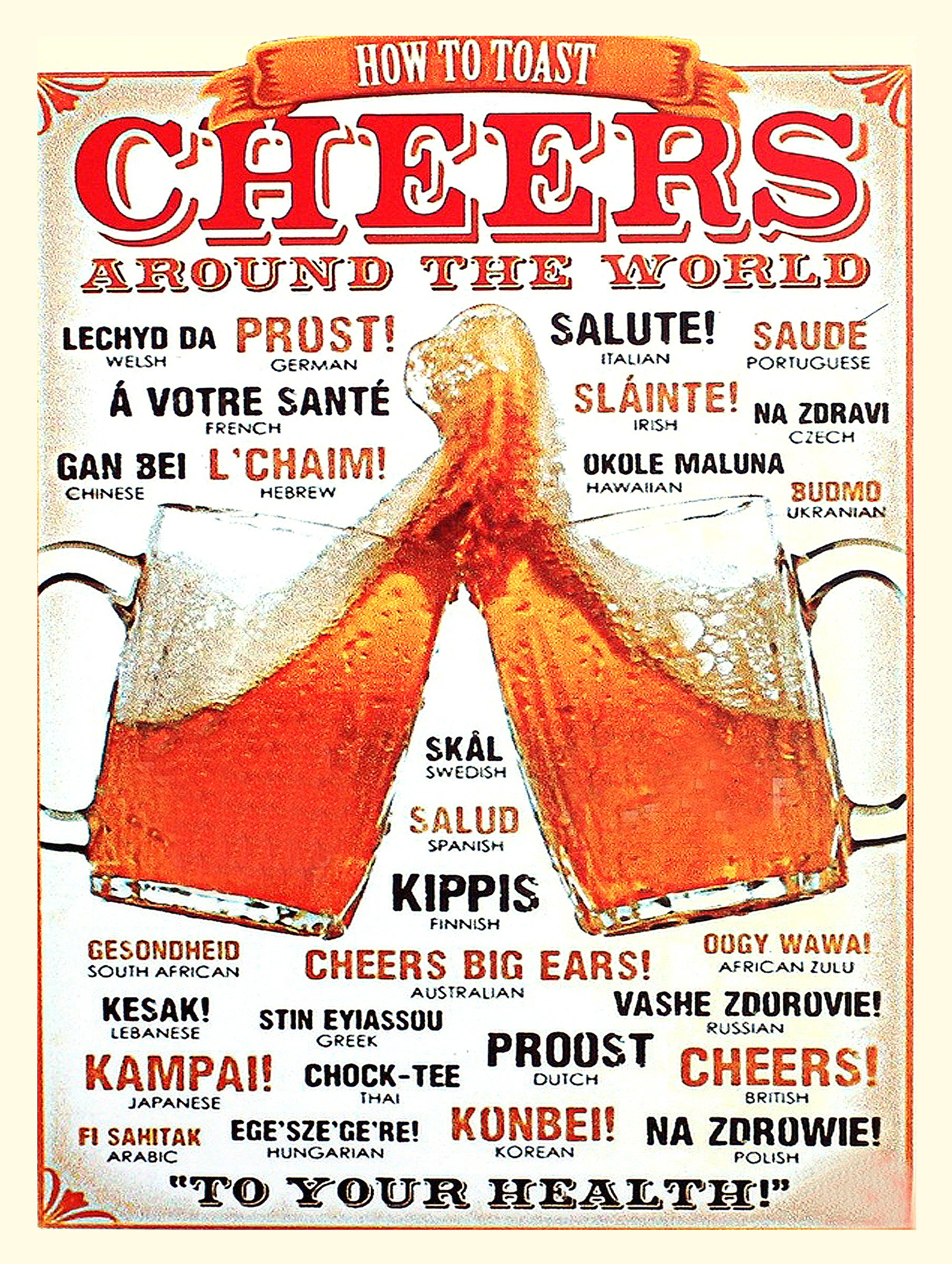 Shawprint Limited Cheers Around The World Retro Metal Sign Gift Pub Bar Man Cave