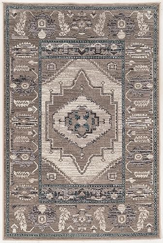 Linon RUGVT2881 Colección Vintage Serape 8 x 10 pies, gris, 8 x 10 pies