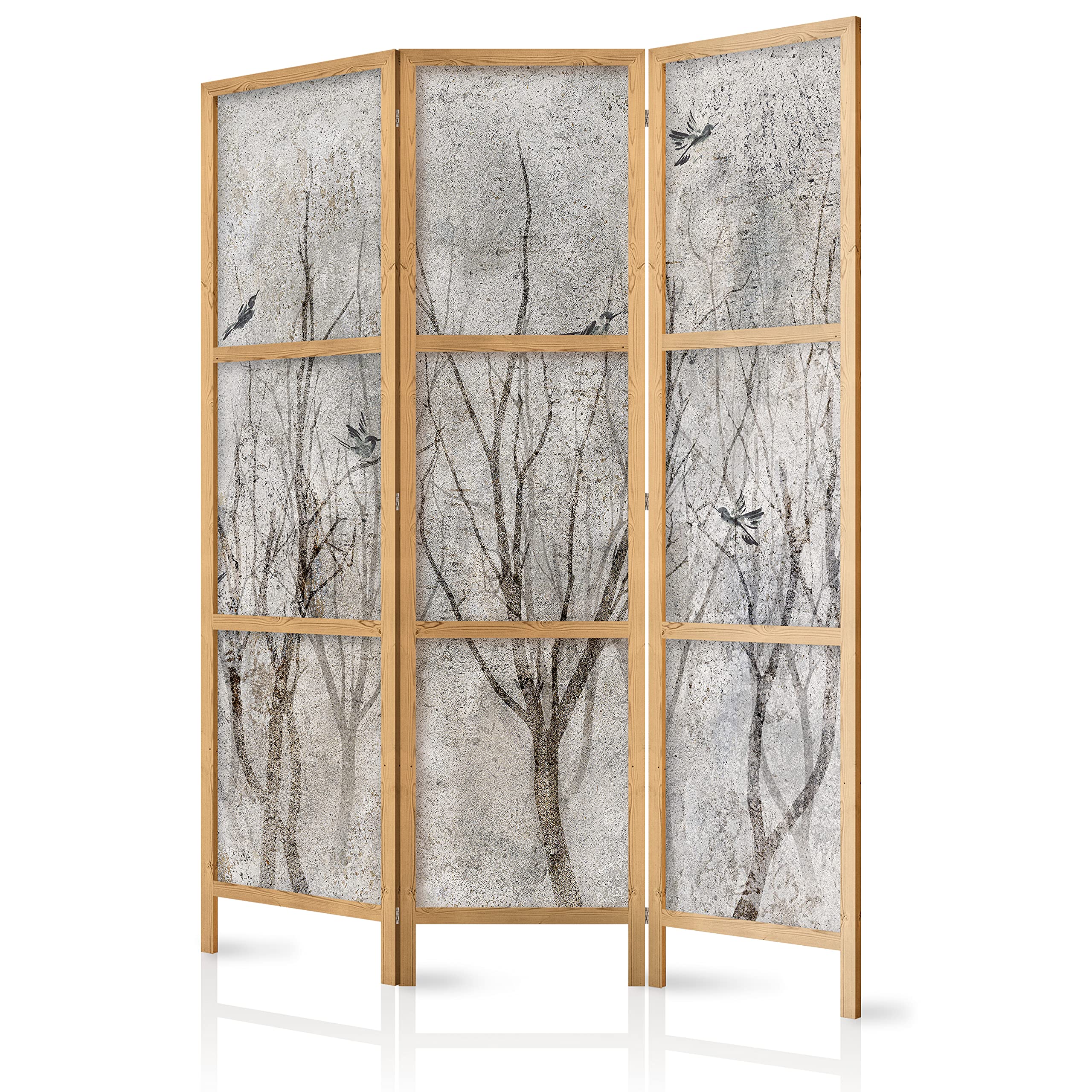 murando Room divider Bird forest nature leaves botany 135x171cm / 54"x68" 3 pieces Non-Woven Canvas Single-Sided Folding Screen Privacy wood pattern design hand made Home office Japan c-C-0462-z-b