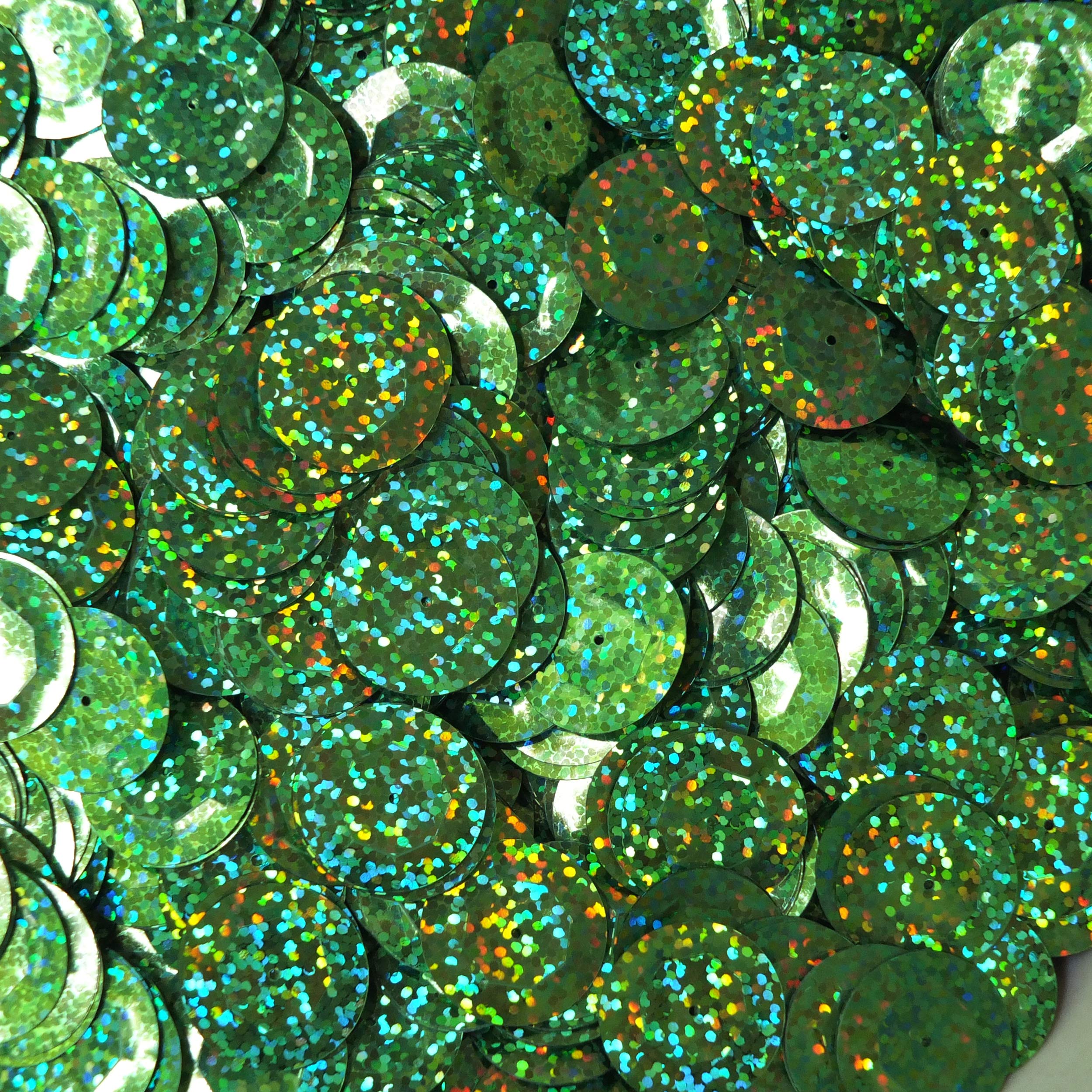 20mm Cup Sequins Grass Green Hologram Multi Reflective Paillettes Made in USA