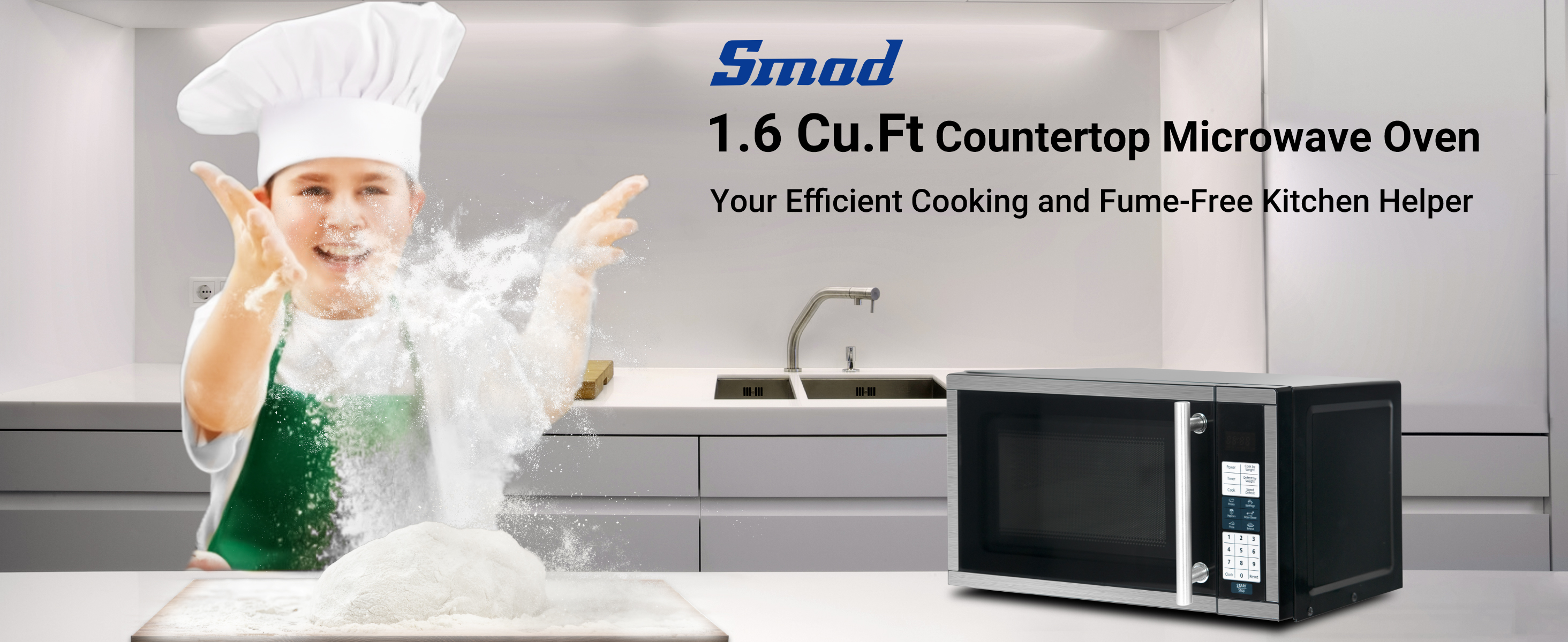 Image of Smad 0.7 Cu.Ft Small Microwave, Countertop Microwave Oven with Removable Turntable, 6 Auto Menus and Child Lock, Mini Oven microondas for Apartments, Dorm and Kitchen, Stainless Steel, 700W