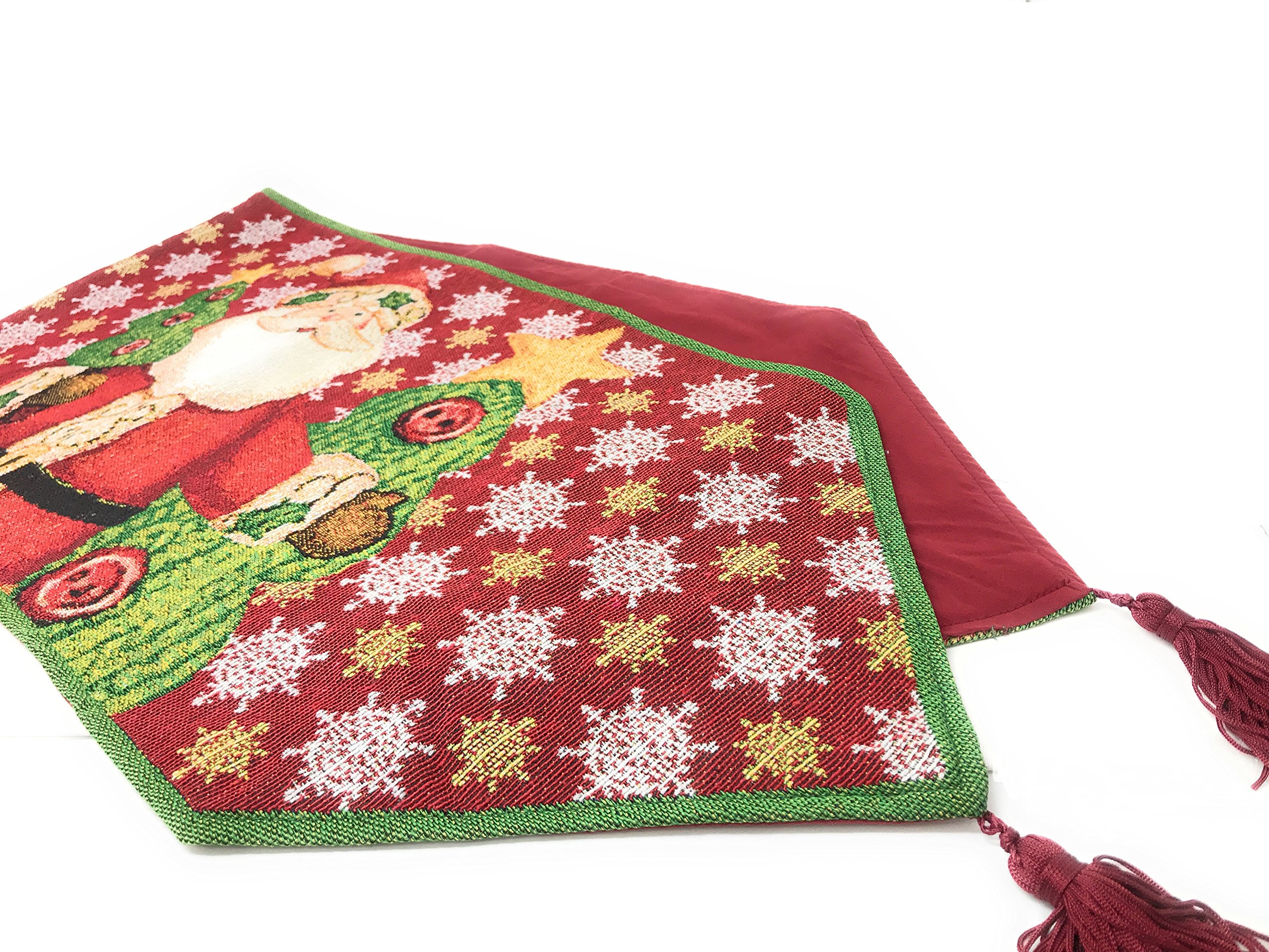 Tache Home Fashion Santa Claus is Coming to Town Festive Christmas Eve Winter Holiday Decorative Woven Tapestry Tischläufer, 13x72