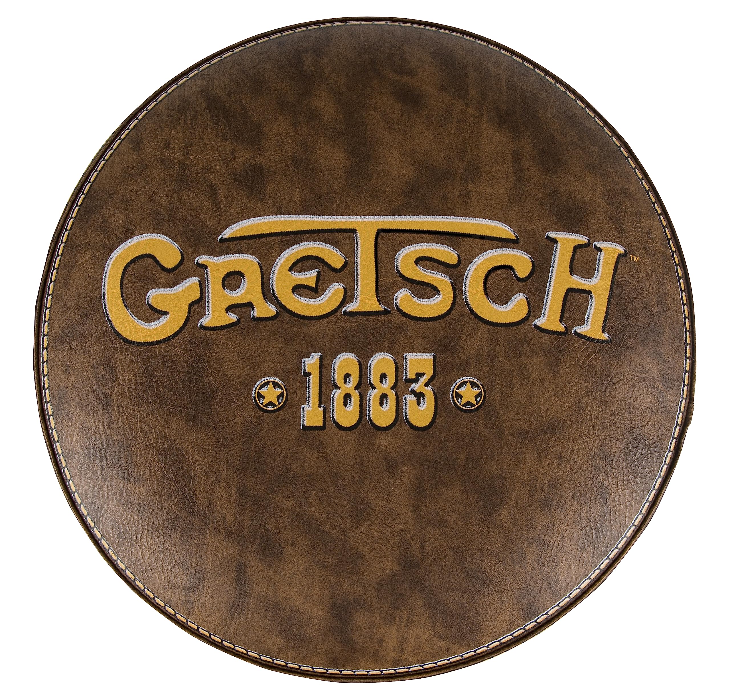 Gretsch Sgabello "1883", Ideale per i giocatori e fan di Chitarra, con Logo Gretsch Giallo Opaco, Imbottito in Schiuma, 30", Marrone