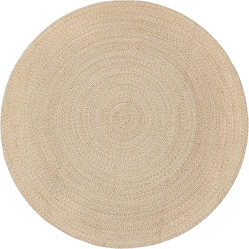 Miniatura 2 de Alfombra redonda para sala de estar, interiorexterior, 8 pies, color beige, colección clásica de granja, fácil de limpiar, resistente al aguamanchas