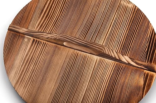 Miniatura 3 de Wok Tapa  Cubierta de madera para sartén de hierro fundido  Accesorio Wok de 13.5 pulgadas  13.4 in  Sin condensación  Con un mango ergonómico
