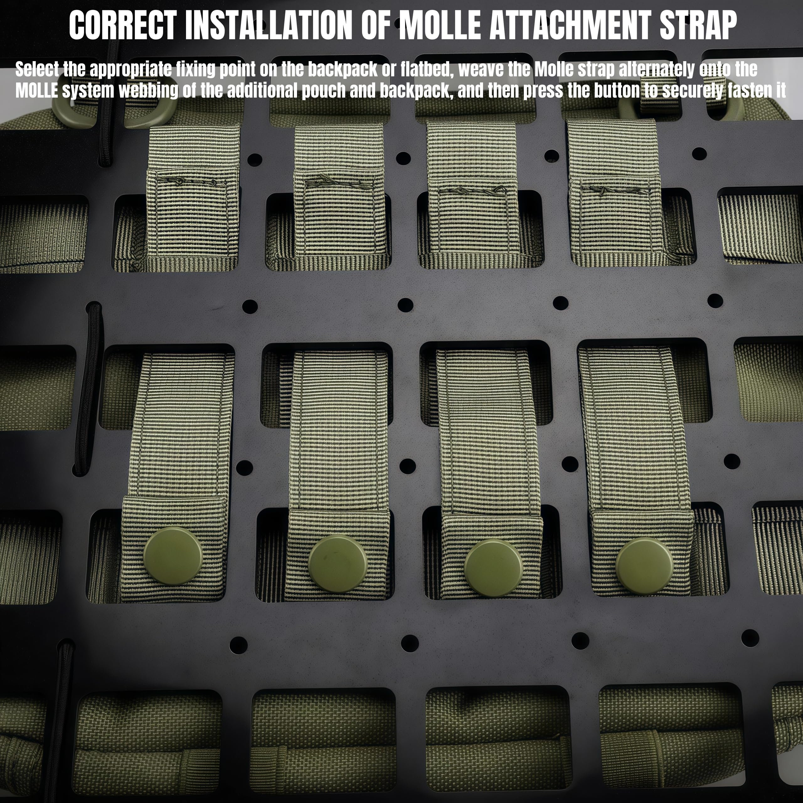 WYNEX Molle Lot de 4 sangles tactiques Molle 15,6 cm