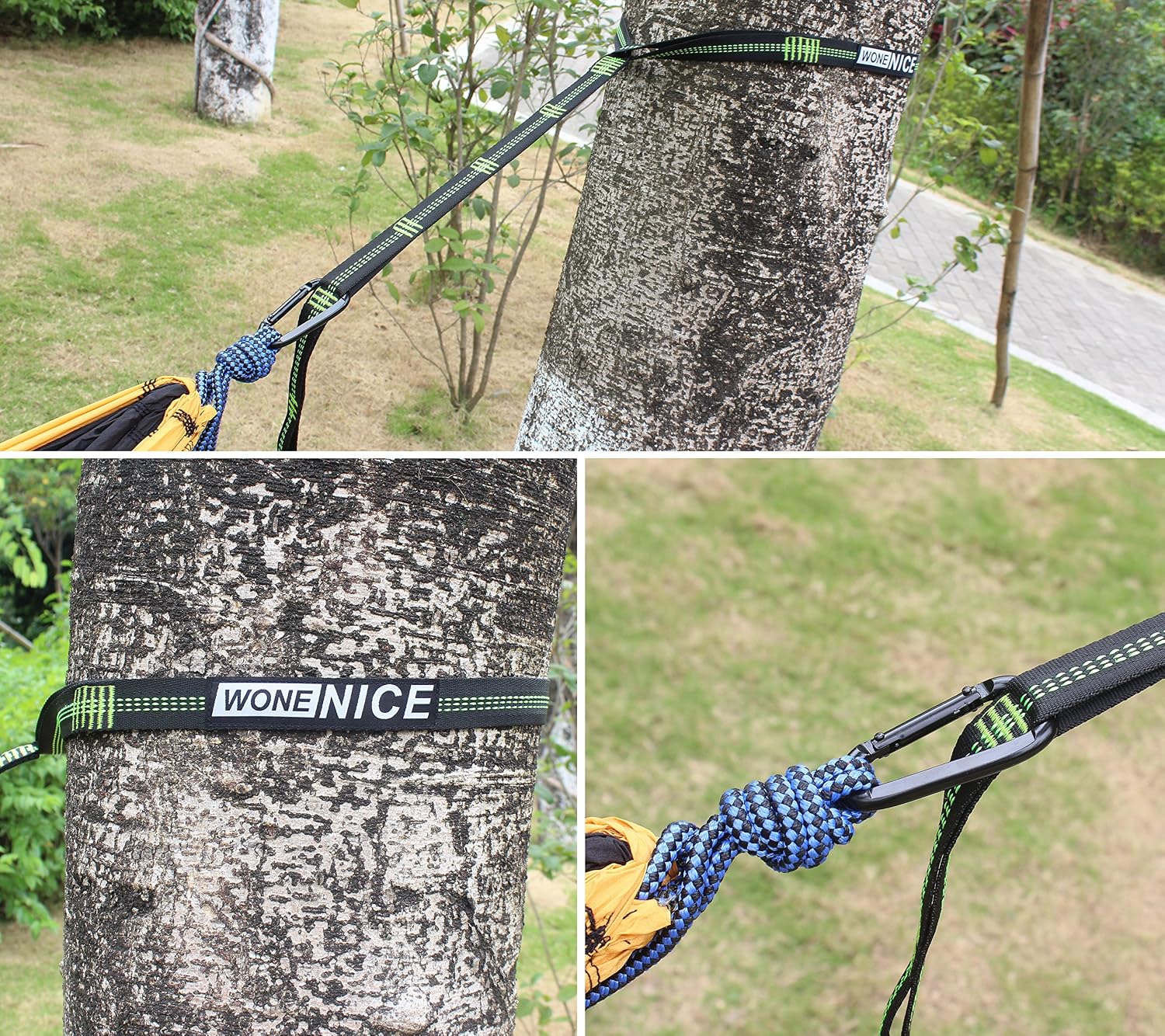 Hammock Straps with 2 Carabiners, WoneNice Tree Straps for Hammock&Swing, 20 ft Long & 42 Adjustable Loops, 2000 LBS Combined Breaking Strength Tested, Lightweight & Tree Friendly. No Stretch Polyeste
