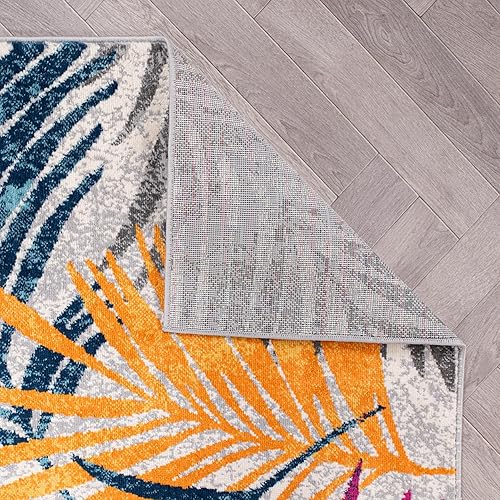 Miniatura 5 de Rugshop Edinburgh - Alfombra suave resistente a las manchas, diseño de hojas florales, 2 x 3 pies, color amarillo