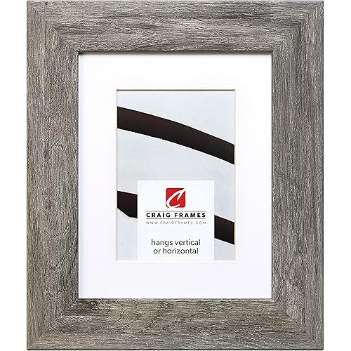 Craig Frames 74030 11 x 14 Inch Faux Gray Barnwood Picture Frame Matted to Display an 8 x 10 Inch Photo