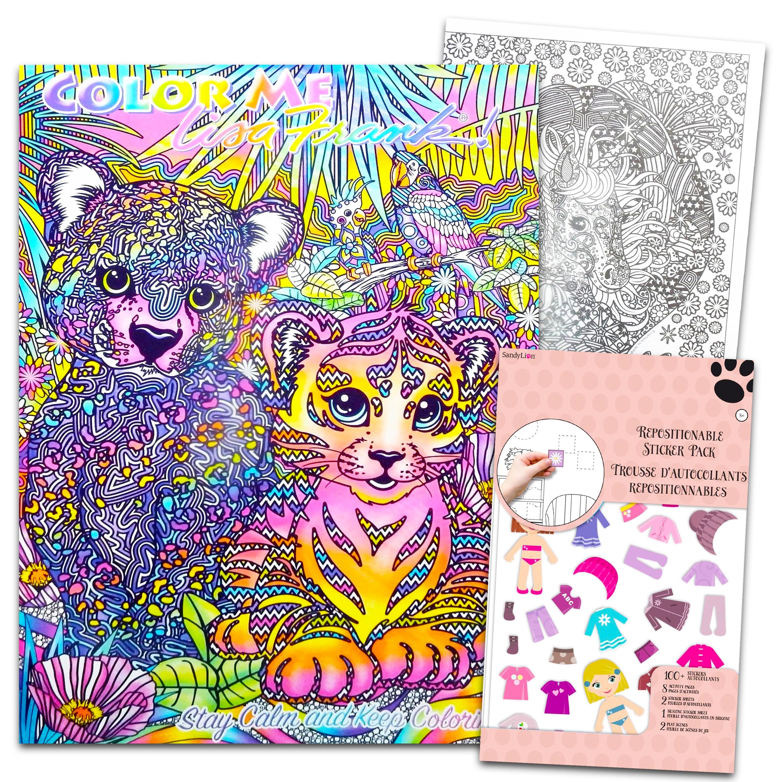 Coloring Book for Adults Relaxation Set ~ Advanced Lisa Frank Adult Coloring Book with 50 Stickers (Lisa Frank Bundle)