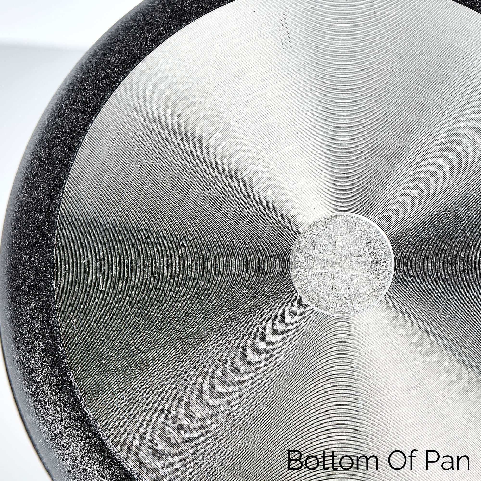 Swiss Diamond 10.25 Inch Frying Pan Nonstick Diamond Frying Pan, Aluminum Coated Skillet, Dishwasher Safe and Oven Safe Fry Pans with Stainless Steel Handle, Grey