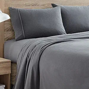 Flannel Sheets Warm and Cozy Deep Pocket Breathable All Season Bedding Set with Fitted, Flat and Pillowcases, Full, Gray, (Pack of 6)