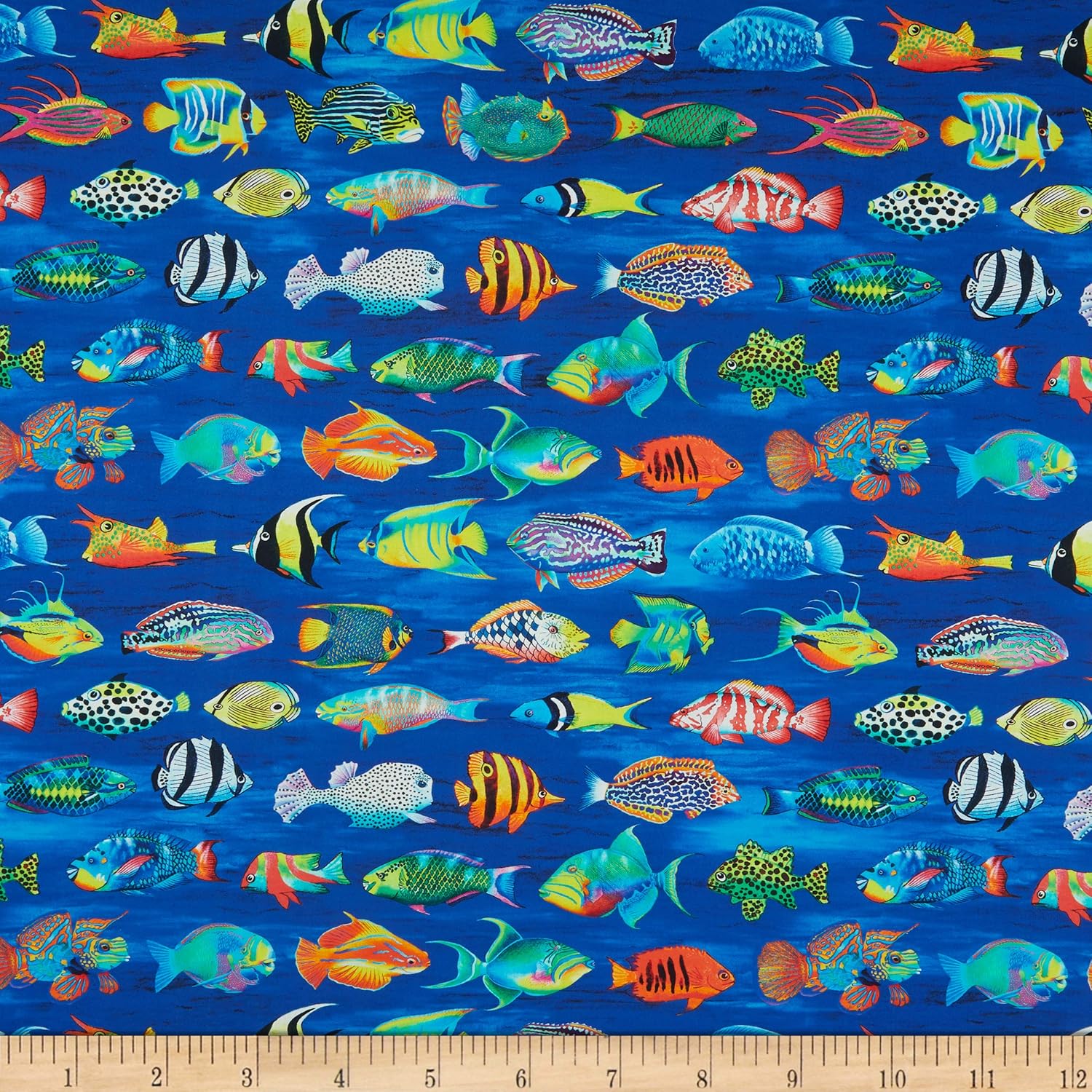 Kaufman Coral Canyon Fish Stripe Pacific, Fabric by the Yard