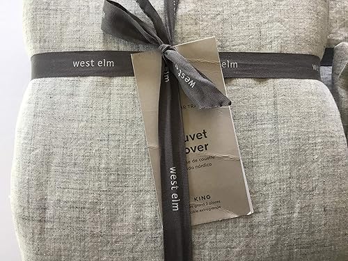 Miniatura 2 de West Elm Funda de edredón teñida de fibra de lino belga King y dos fundas de almohada europeas ~ Gris escarchado ~