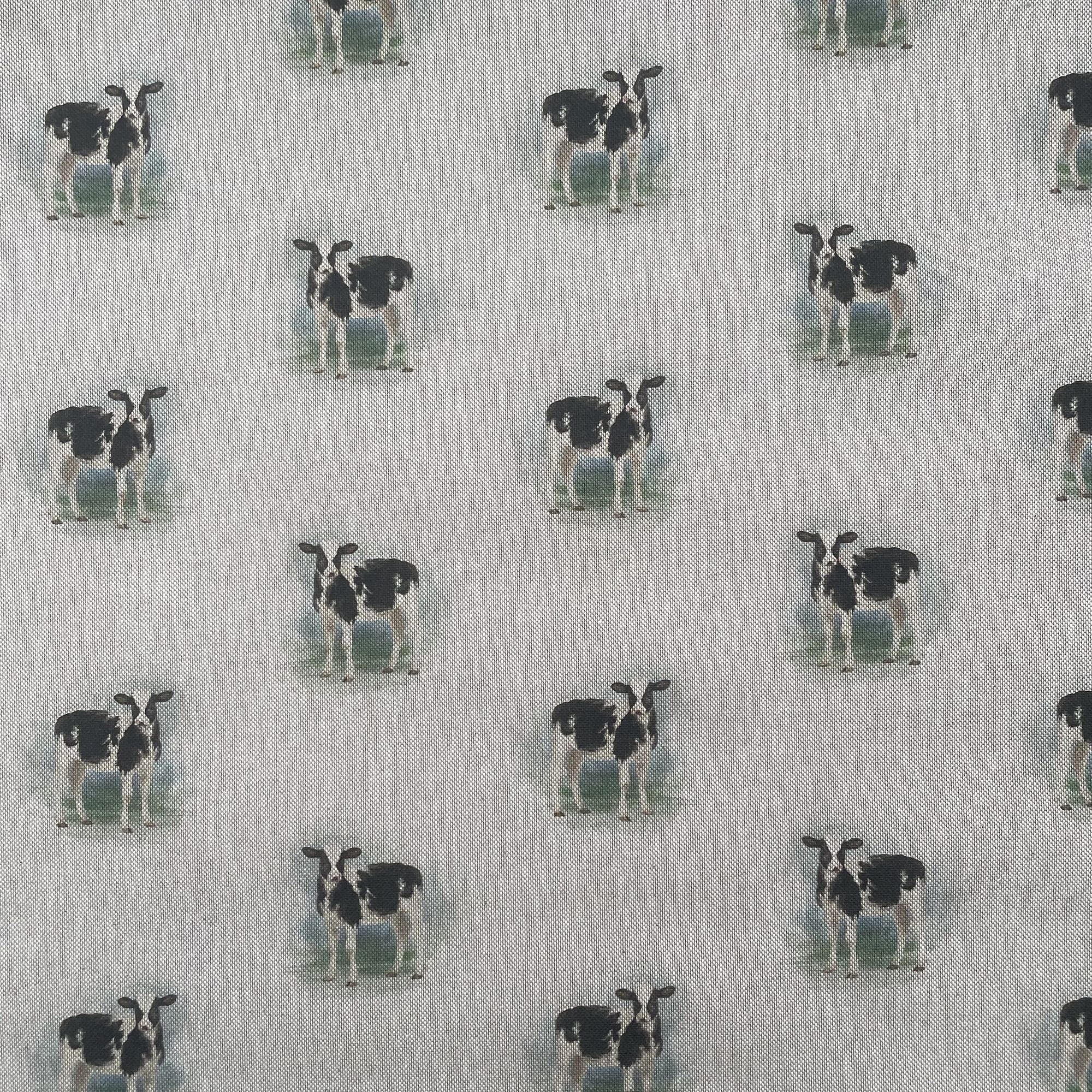 Animals Digital Print Cotton Rich Linen Look Fabric for Curtains Blinds Craft Bags Sewing Quilting Patchwork & Upholstery | 55" - 140 cm Wide | Sold by The Half Metre (Cow)