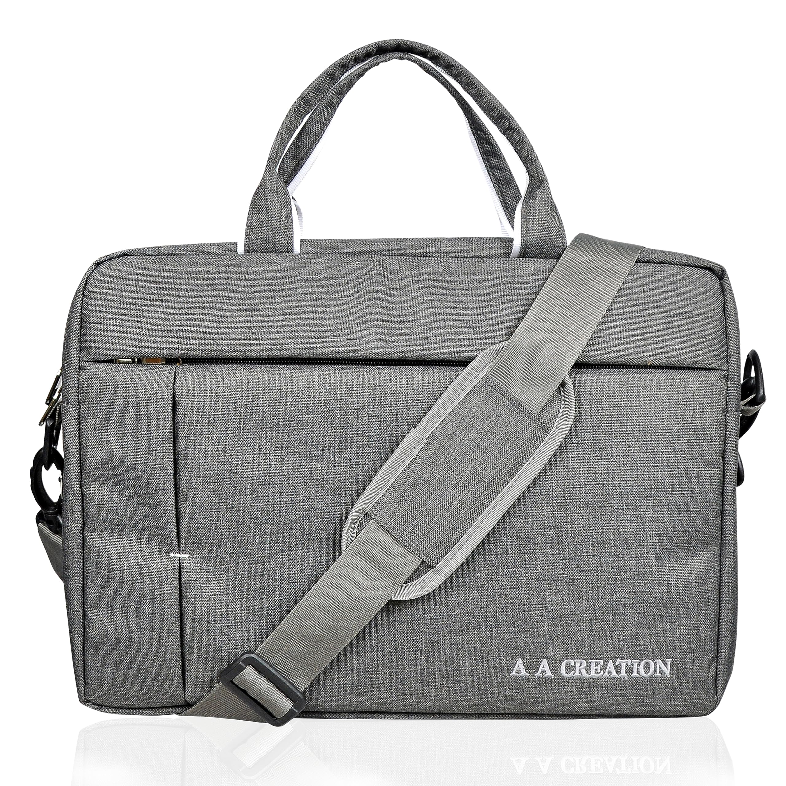 AA CREATION Laptop Messenger Bag for For Office & Professionals - Water Resistant - Multifuctional - Organized - Durable - Polyester (Grey 12-15L Capacity)